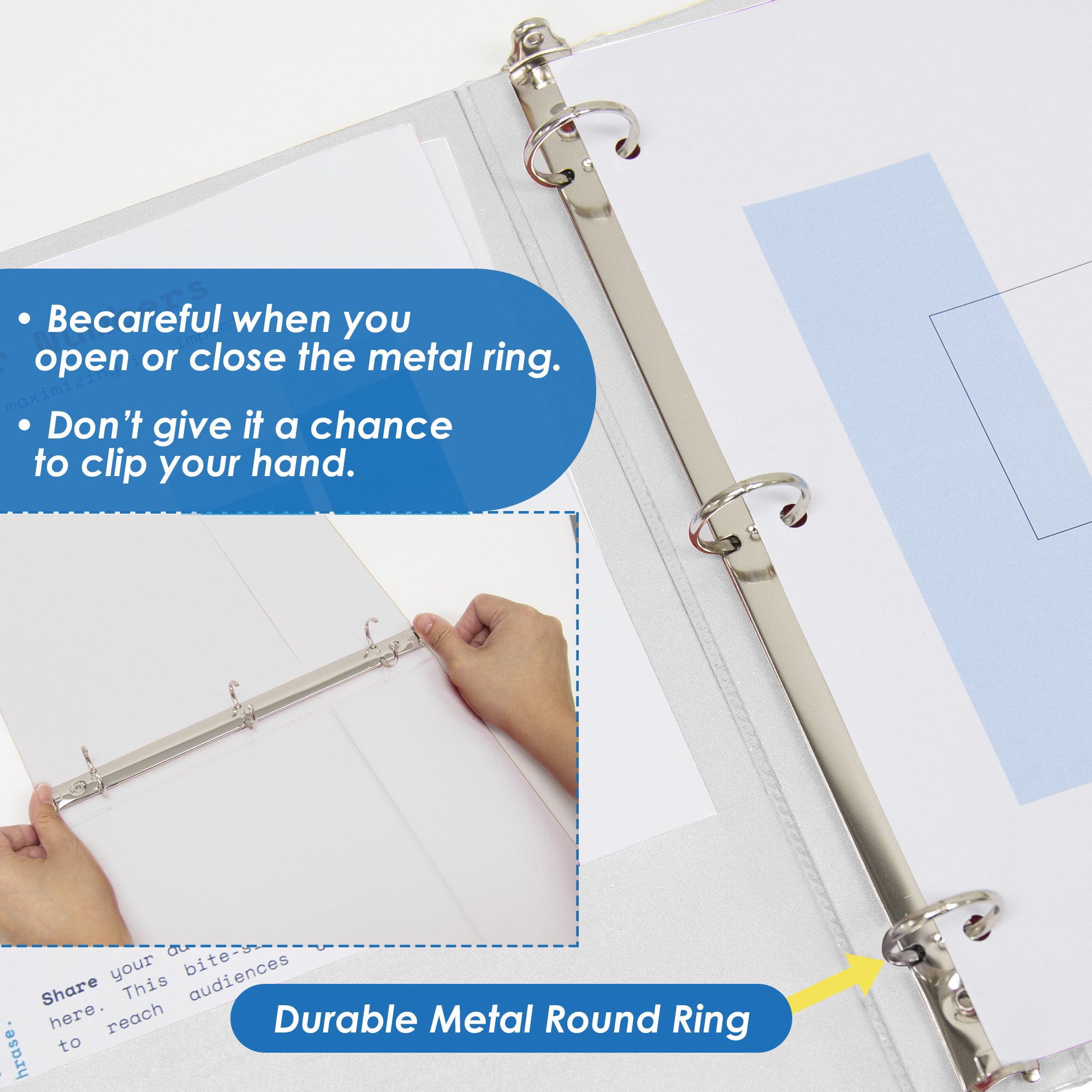 1.5 Inch Binder, White View Binder, 3 Ring, Holds 250 Sheets