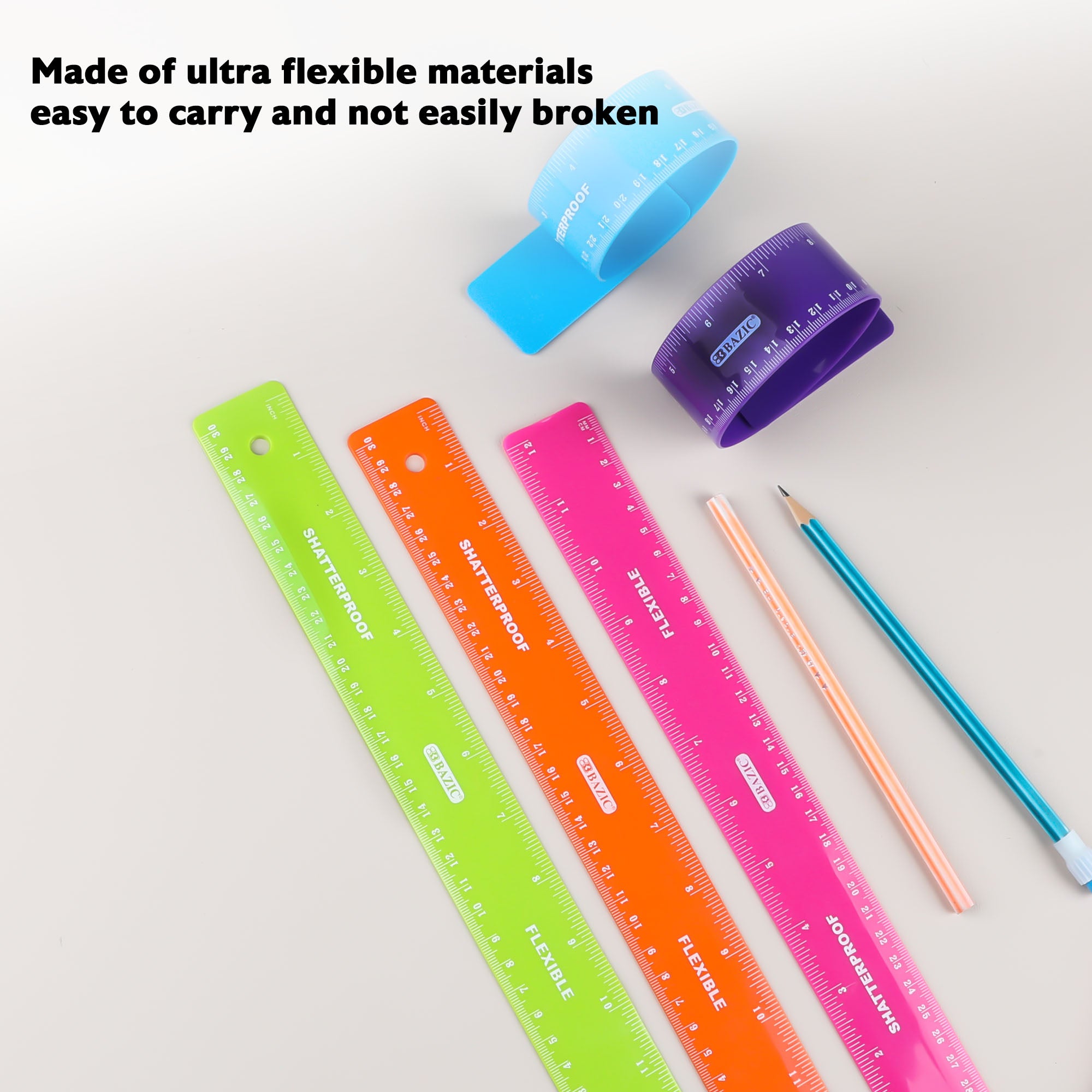 Plastic Ruler, 12 in (30 cm), for School Office Measuring