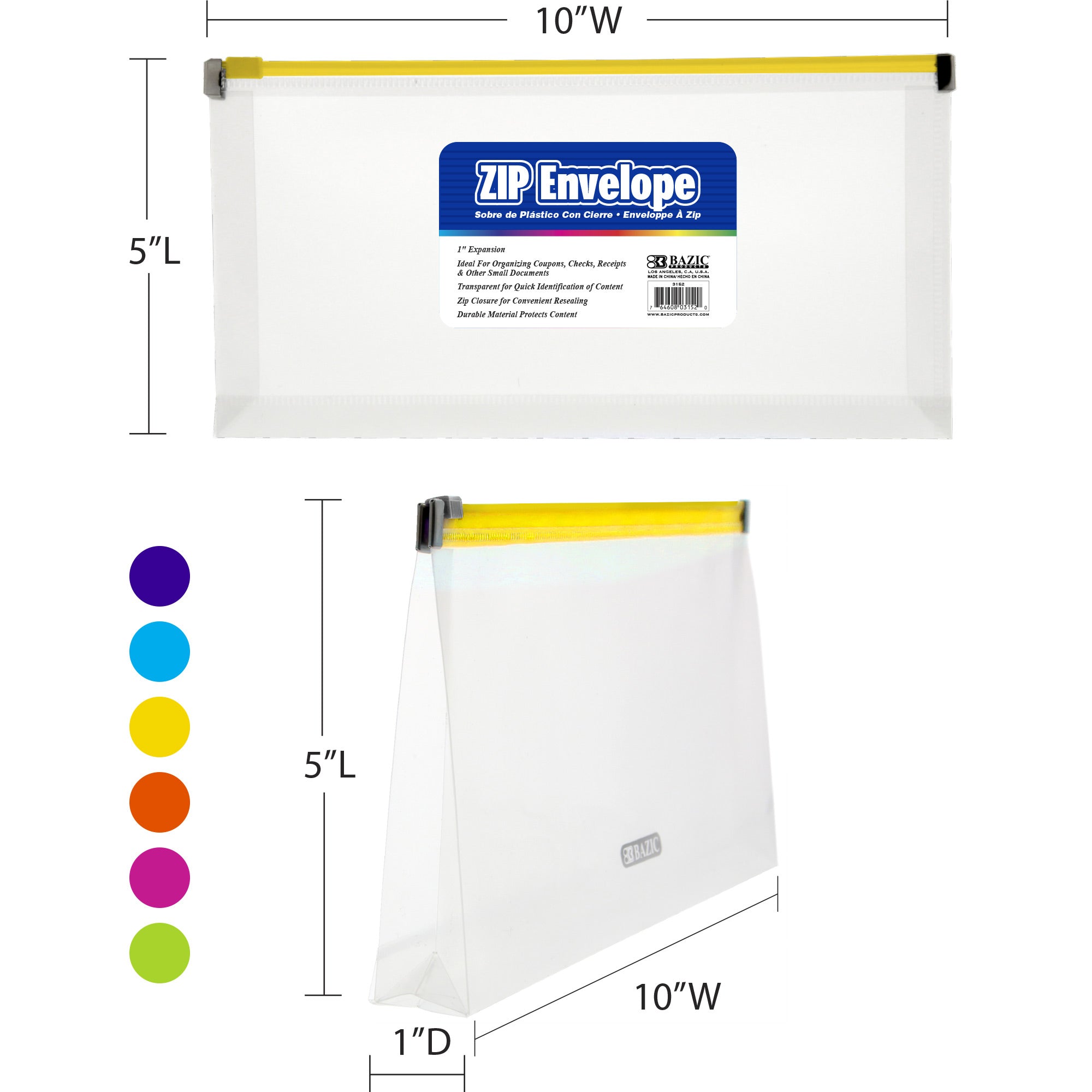 Clear Zip Envelope, Coupon/Check Size