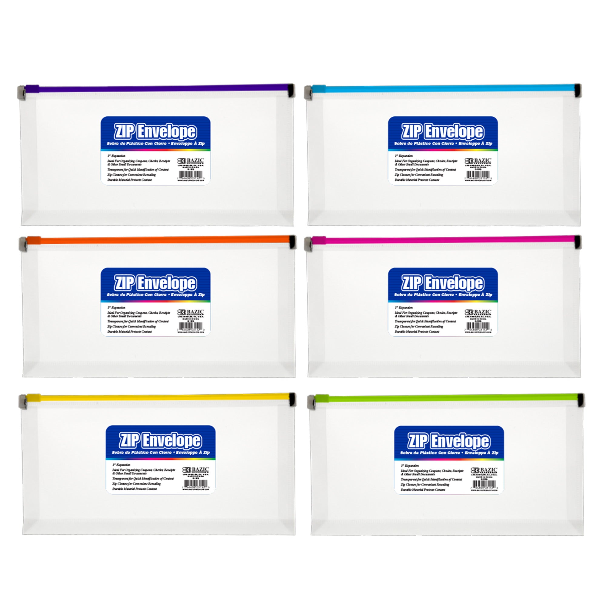 Clear Zip Envelope, Coupon/Check Size