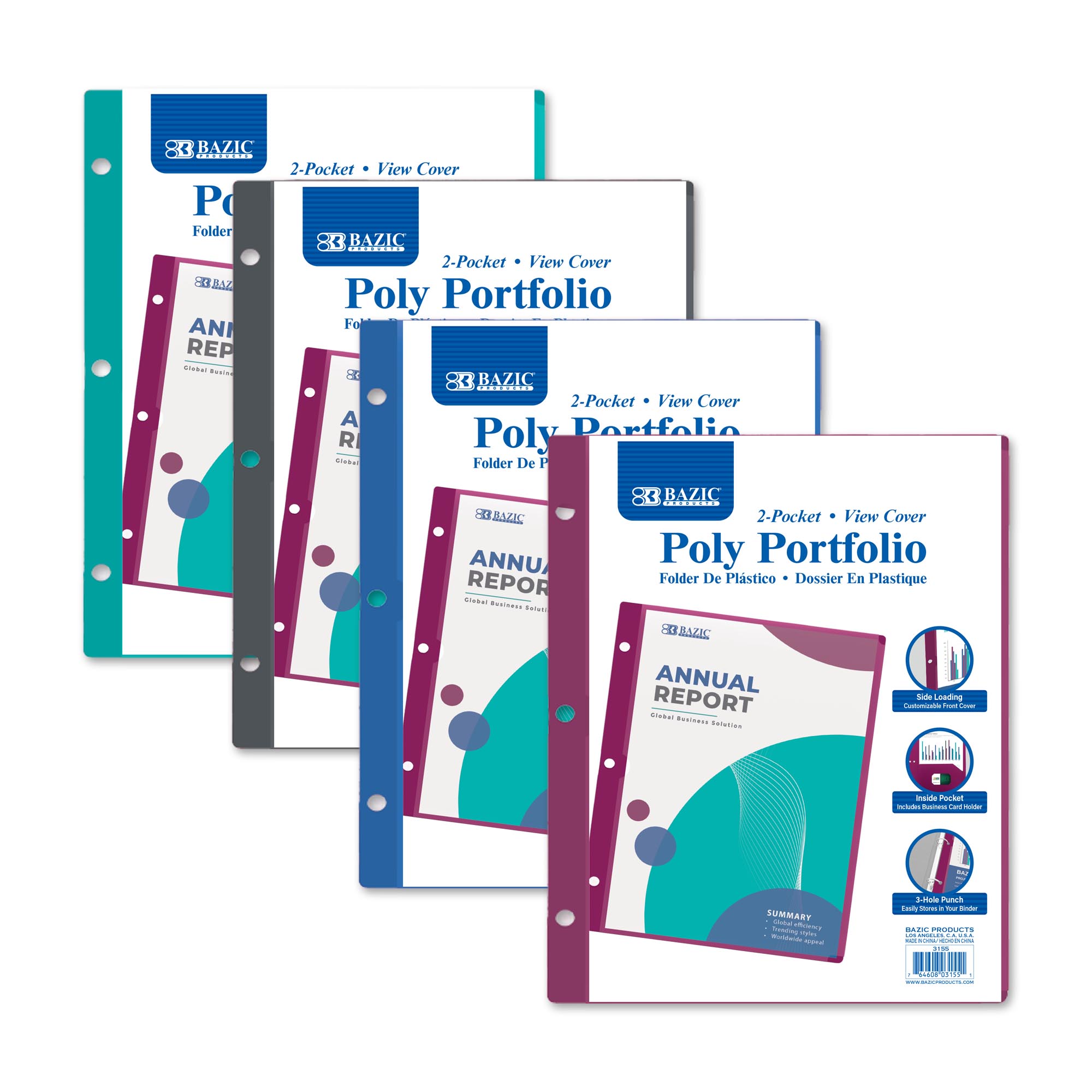 2-Pocket Poly Portfolio w/ Side Loading View Cover