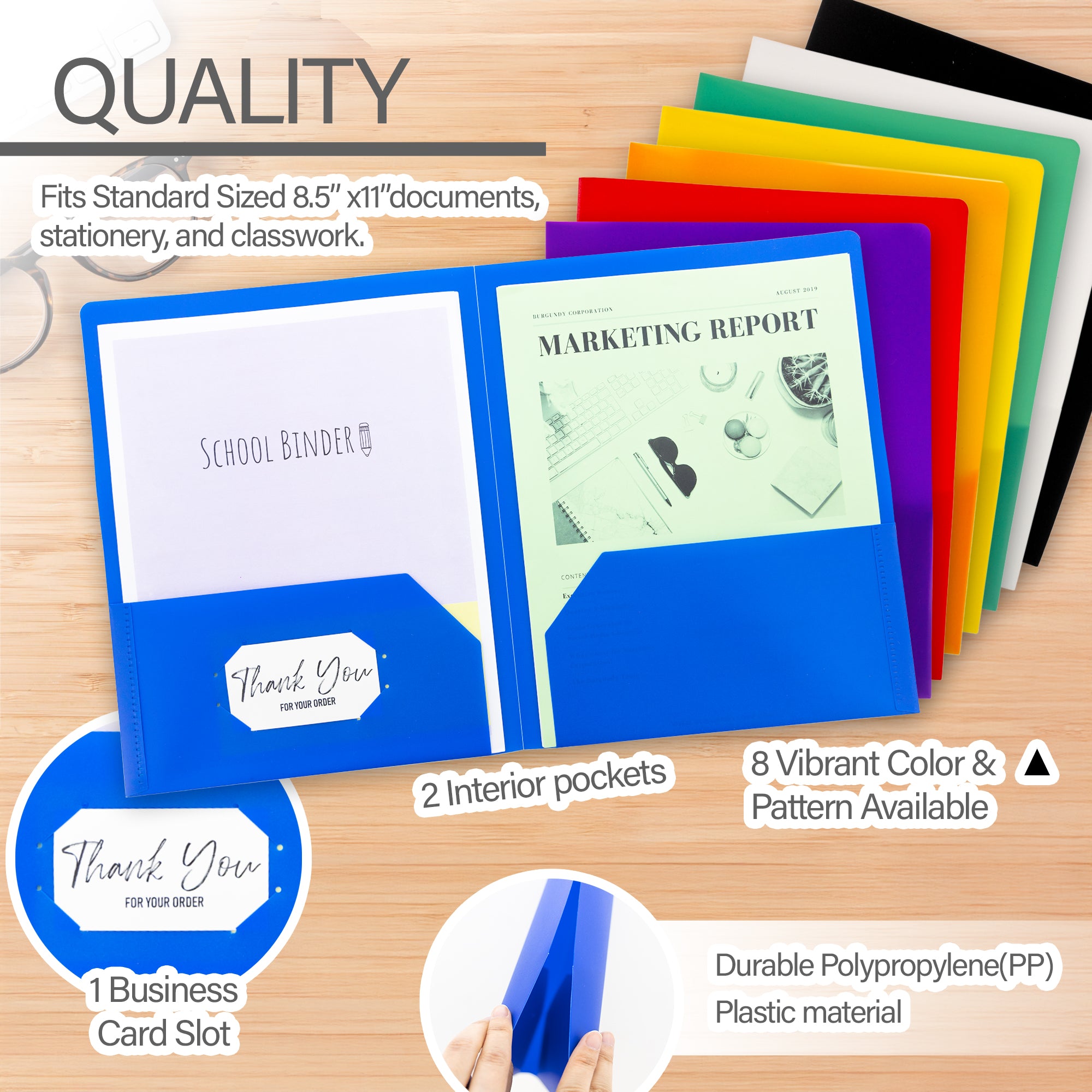 Solid Color Poly 2-Pocket Folder, Standard Letter Folder