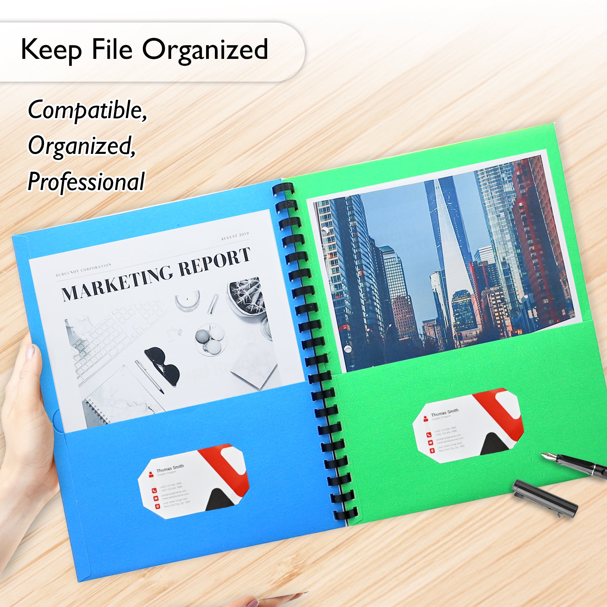 Assorted Color Paper 8-Pocket Organizer, Letter Size