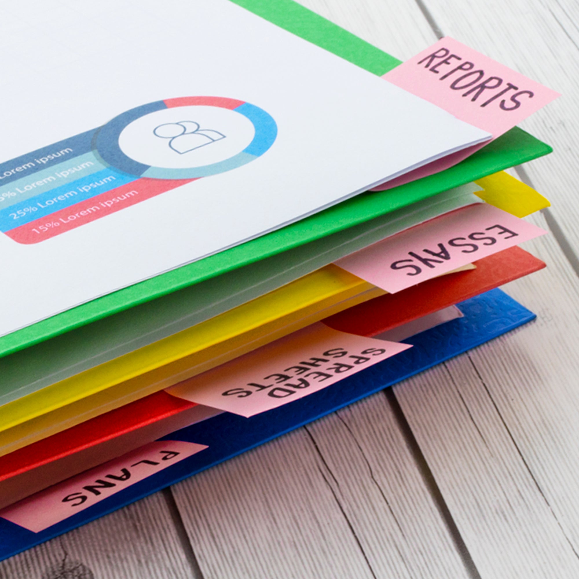 Assorted Color Paper 8-Pocket Organizer, Letter Size
