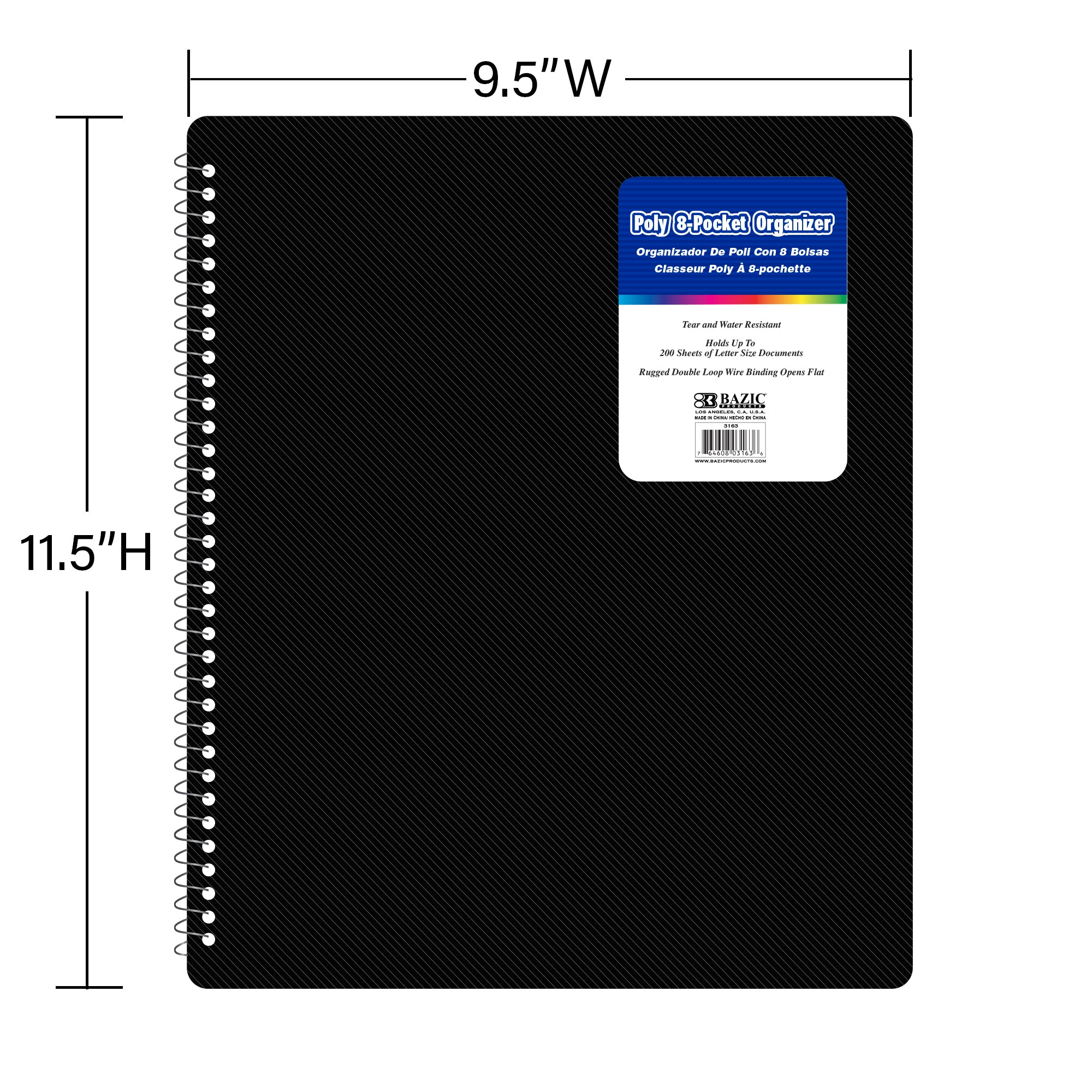 Assorted Color Poly 8-Pocket Folder Organizer