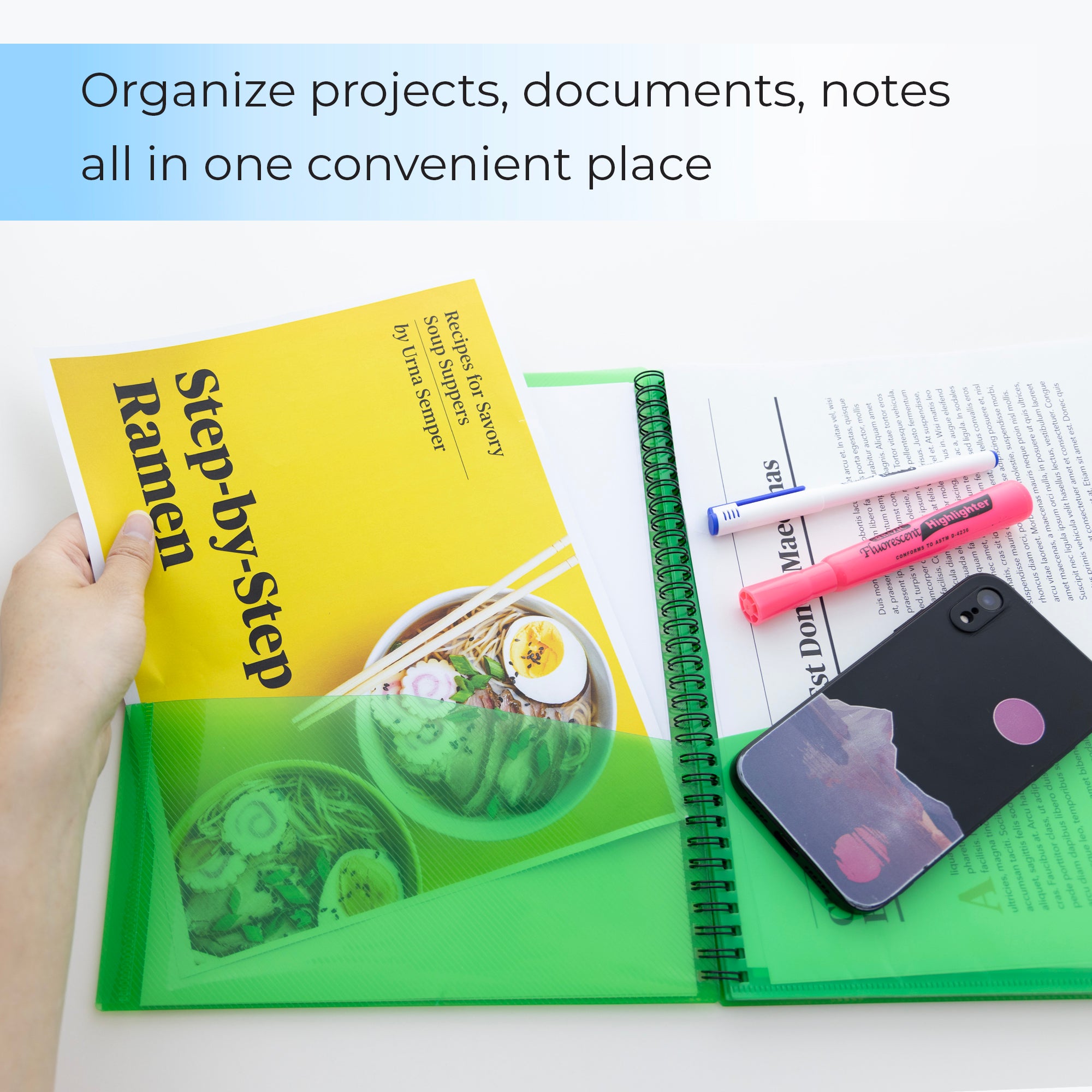 Assorted Color Poly 8-Pocket Folder Organizer