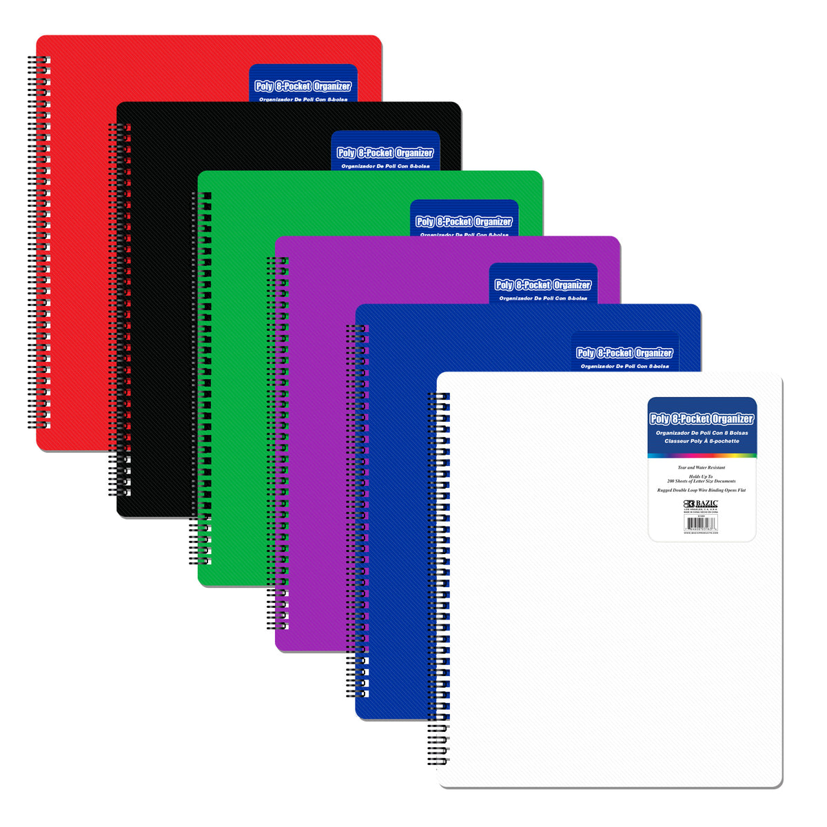 BAZIC Assorted Color Poly 8-Pocket Folder Organizer
