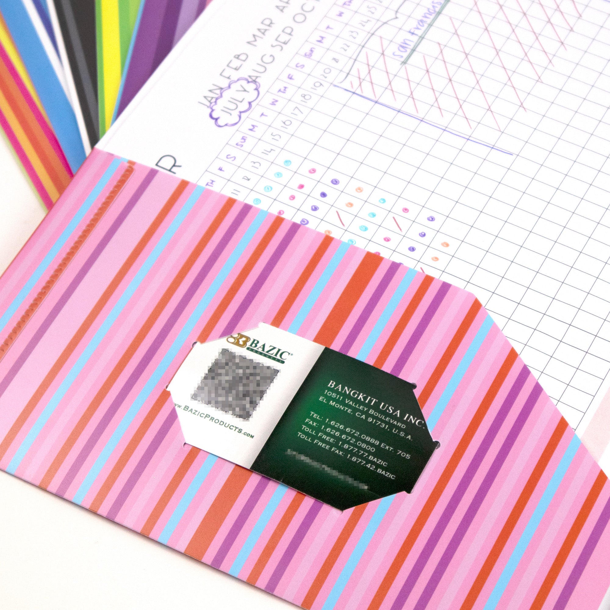 Stripes Poly 2-Pocket Folder, for School Office Documents