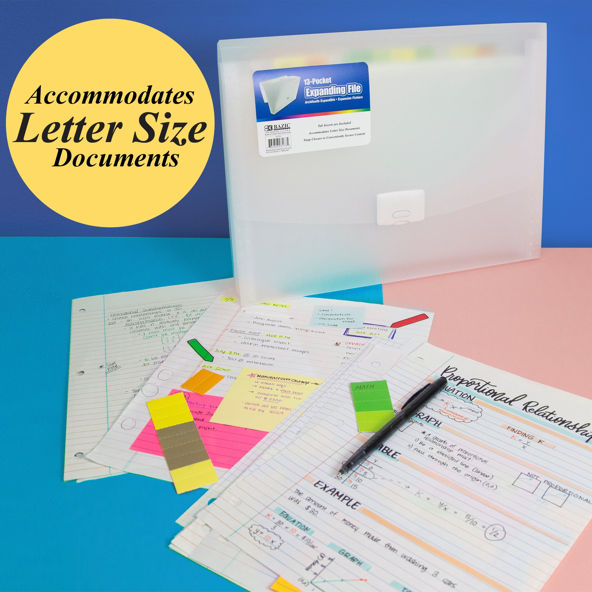 Translucent 13-Pocket Expanding File, Letter