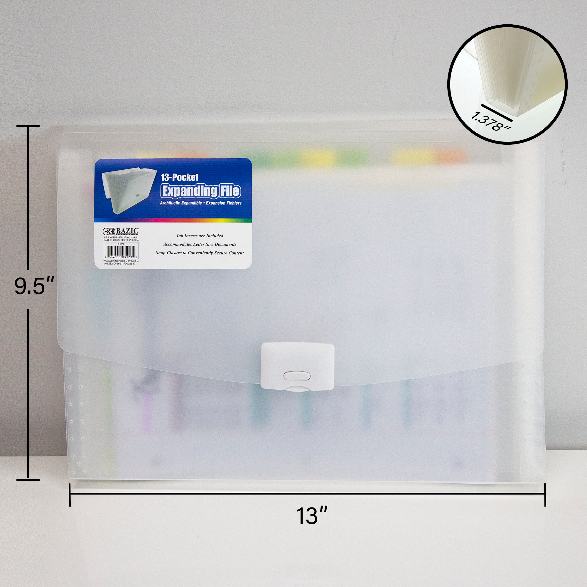 Translucent 13-Pocket Expanding File, Letter