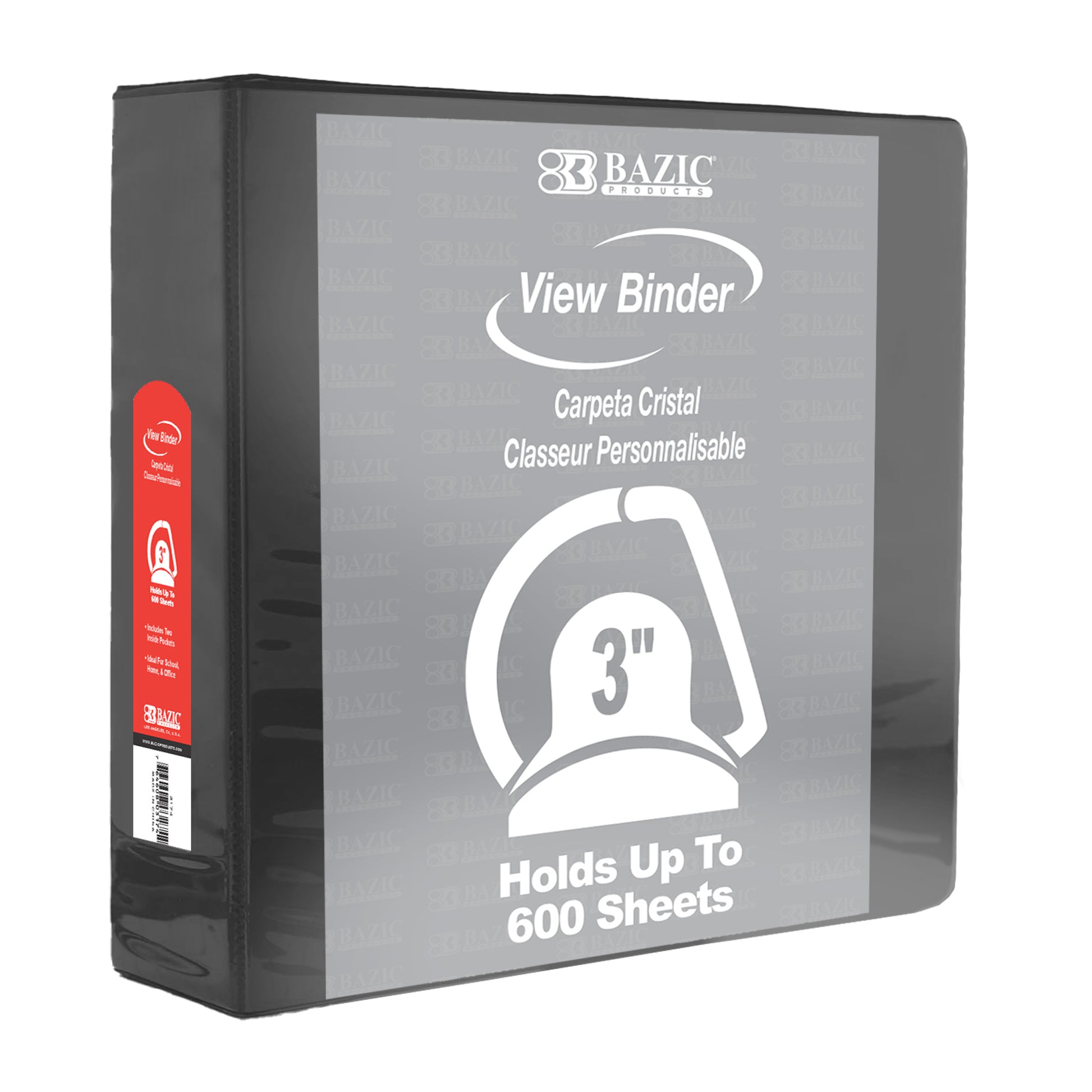 3" Black Slant-D Ring View Binder w/ 2-Pockets