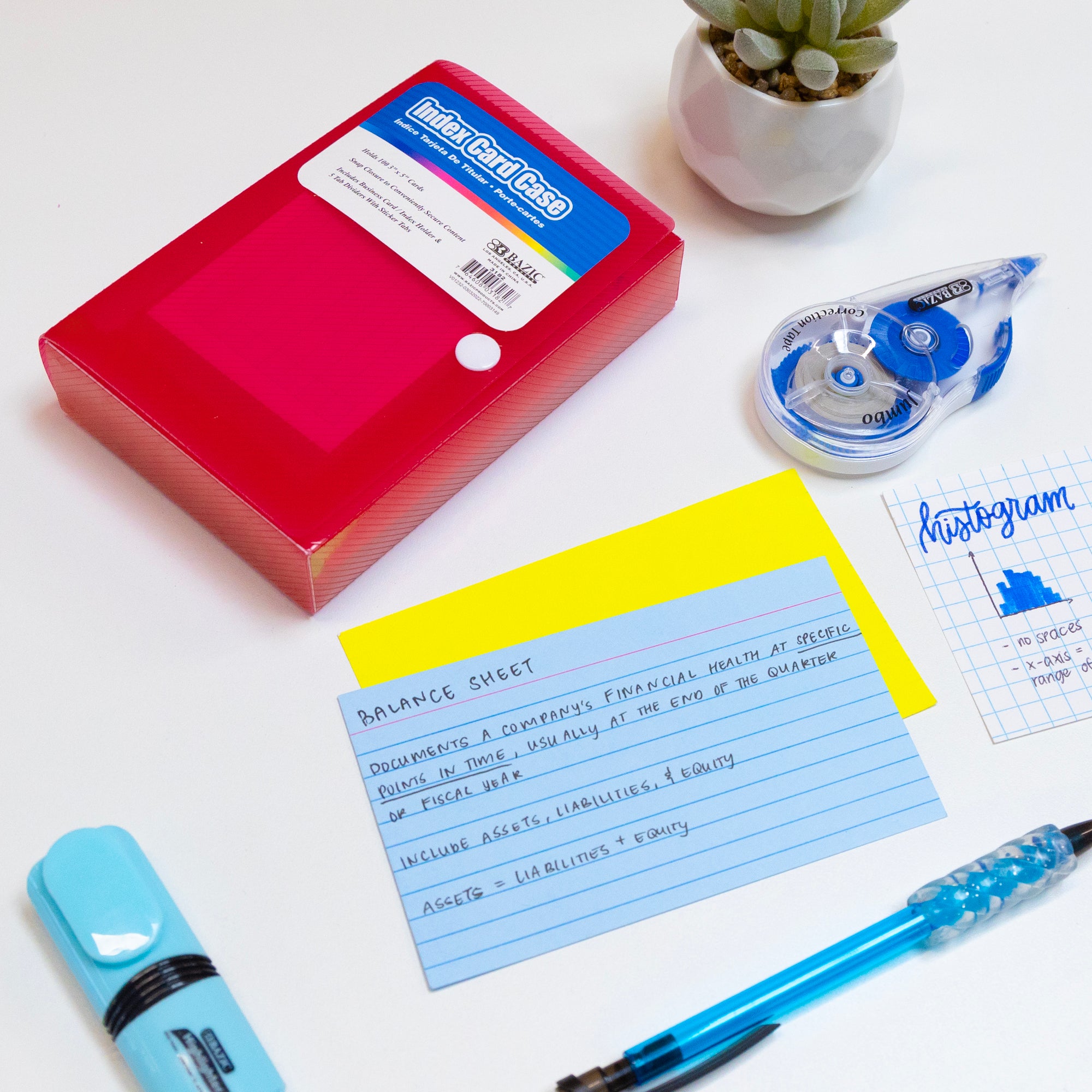 3 x 5 in Index Card Case, 5-Tab Dividers, Holds 100