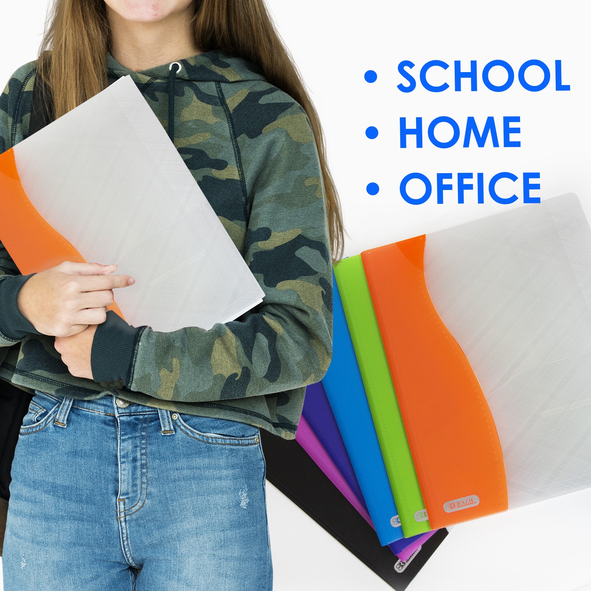 Two Tone Poly 2-Pocket Folder, for School Office Documents