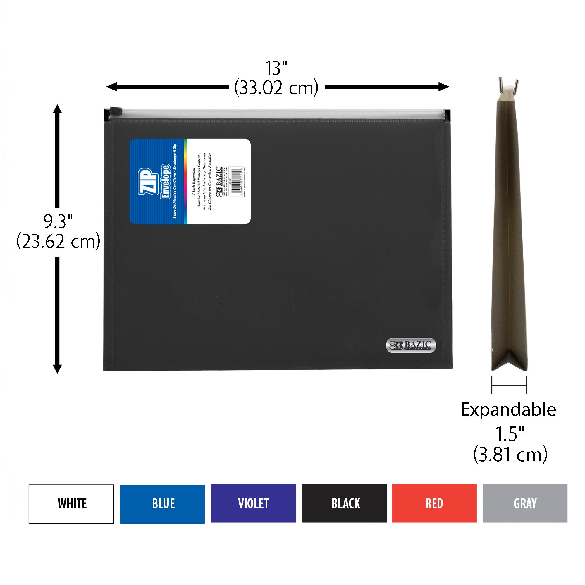 Assorted Color Zip Envelope, A4/Letter Size