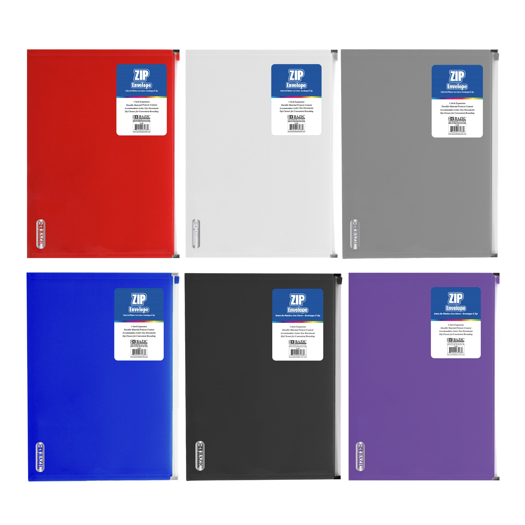 Assorted Color Zip Envelope, A4/Letter Size