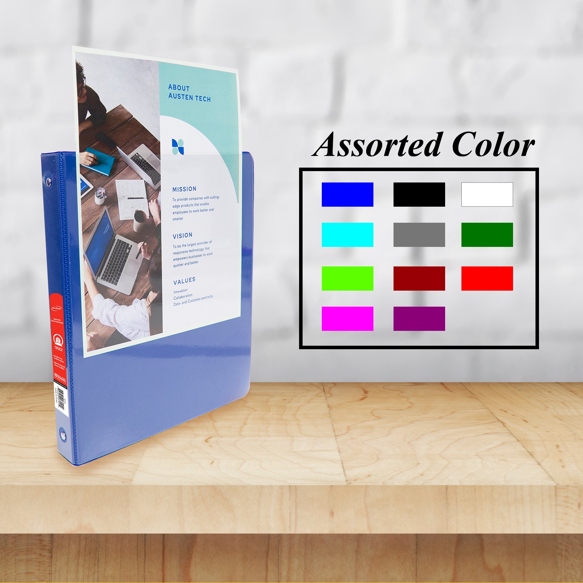Blue 0.5 Inch View Binder, 3 Ring, Holds 100 Sheets