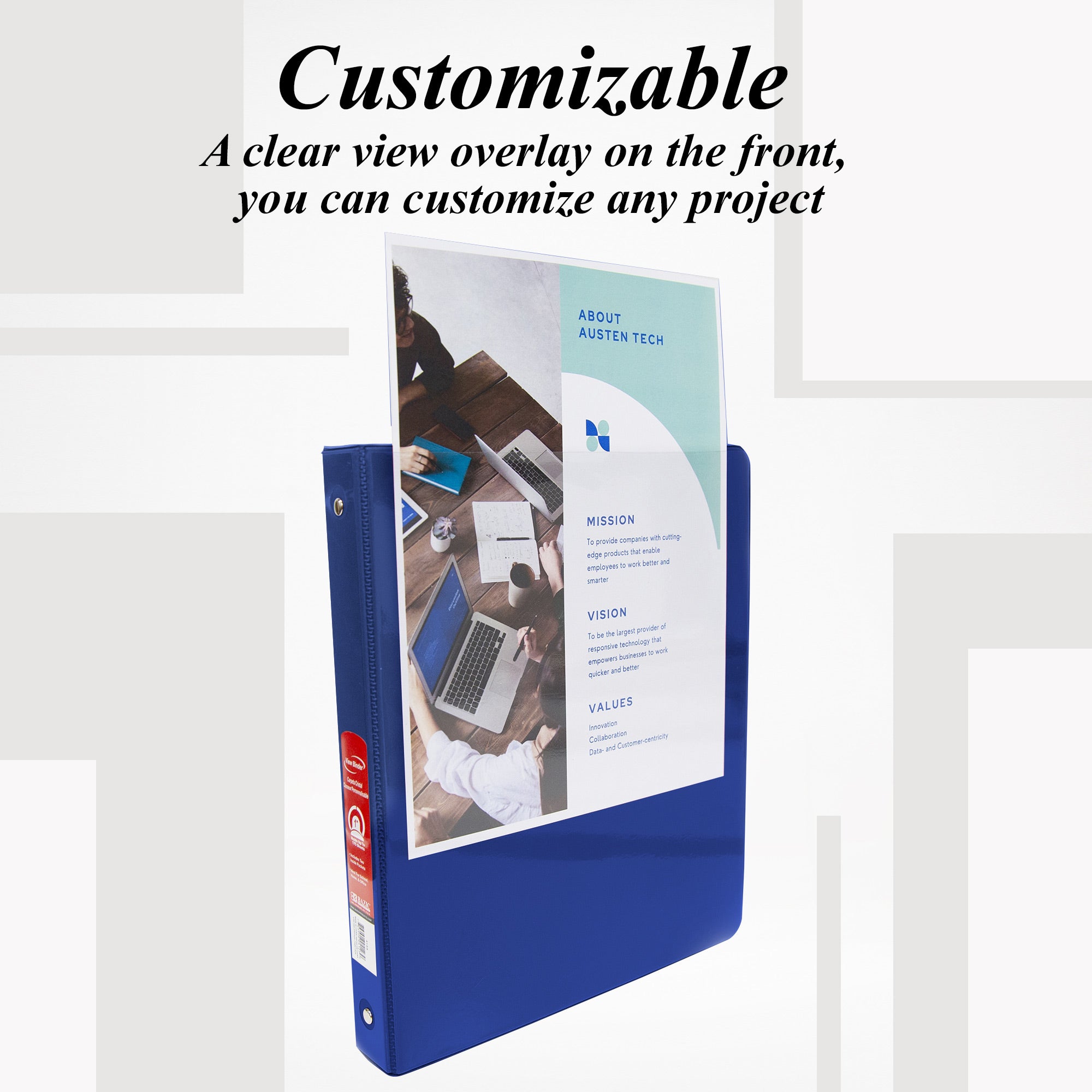 3 Ring Binder, 1 Inch, Blue View Binder, Holds 175 Sheets