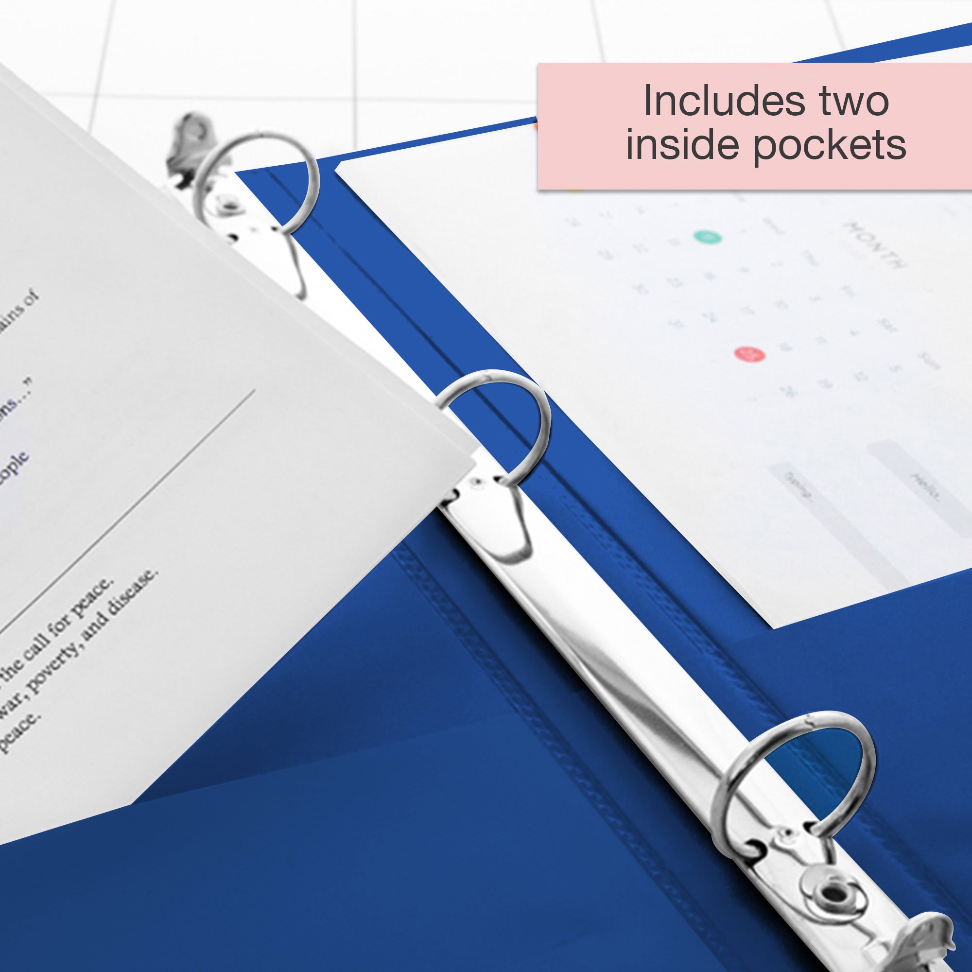 3 Ring Binder, 1 Inch, Blue View Binder, Holds 175 Sheets