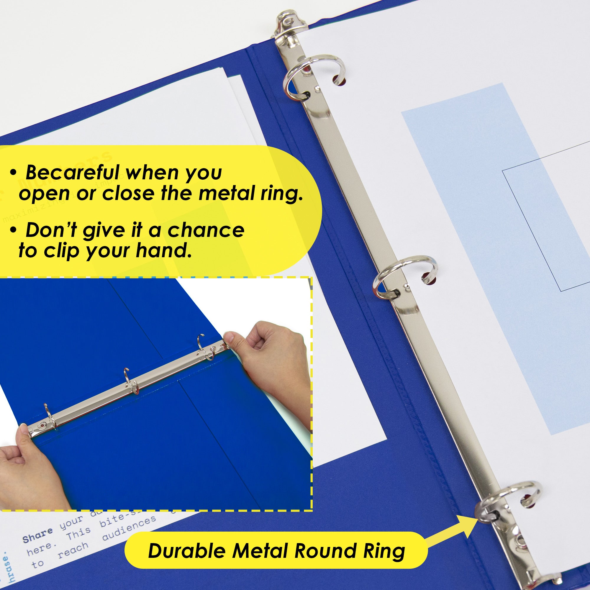 3 Ring Binder, 1 Inch, Blue View Binder, Holds 175 Sheets