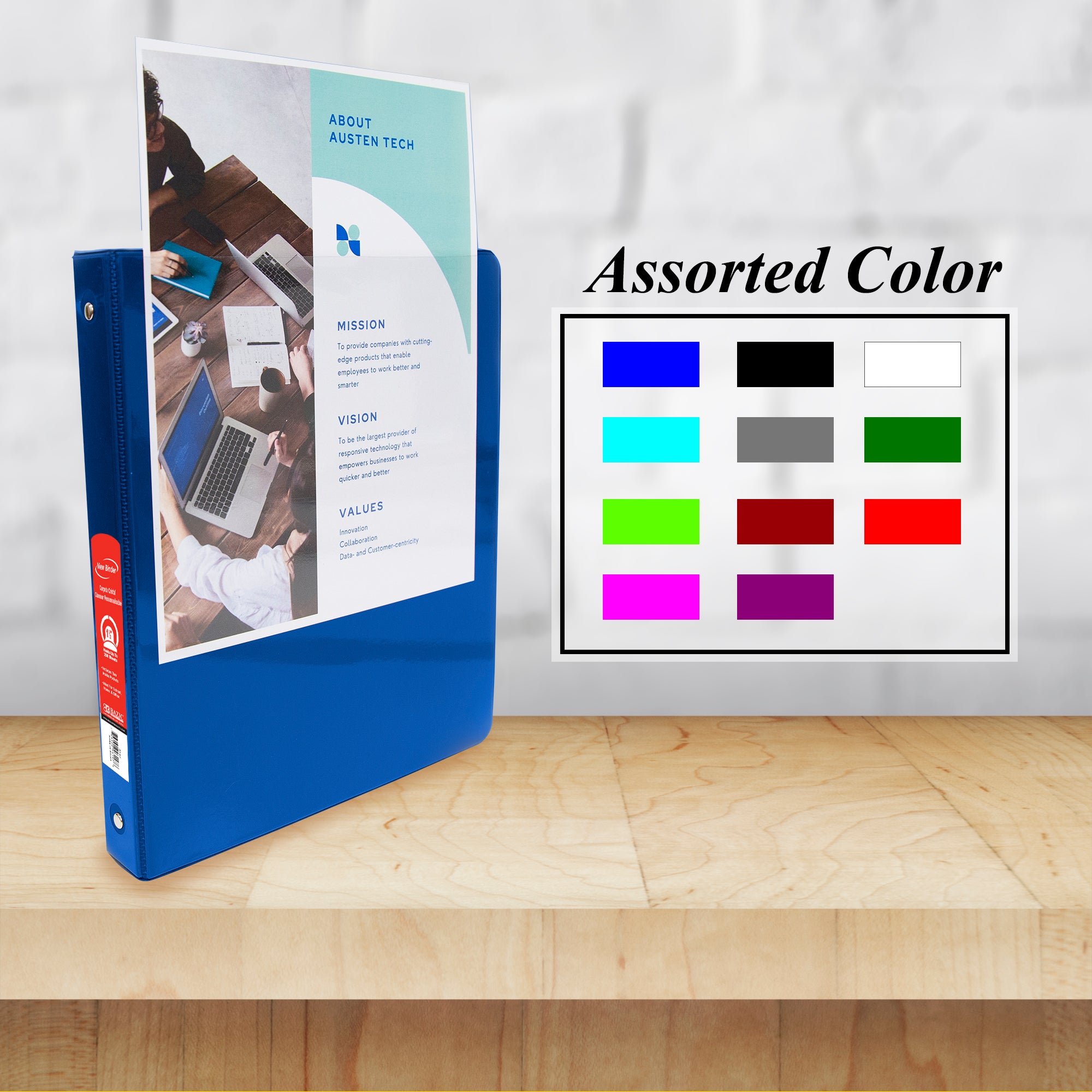 1.5 Inch View Binder, 3 Ring, Holds 250 Sheets, Blue