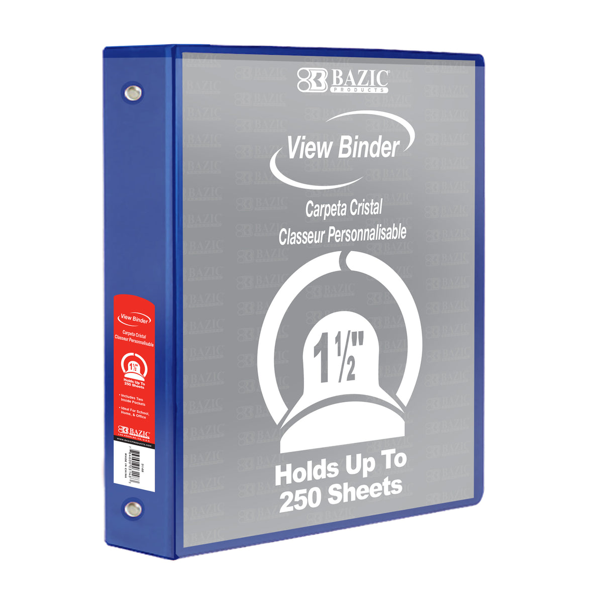1.5 in Blue 3-Ring View Binder, 2 Pockets