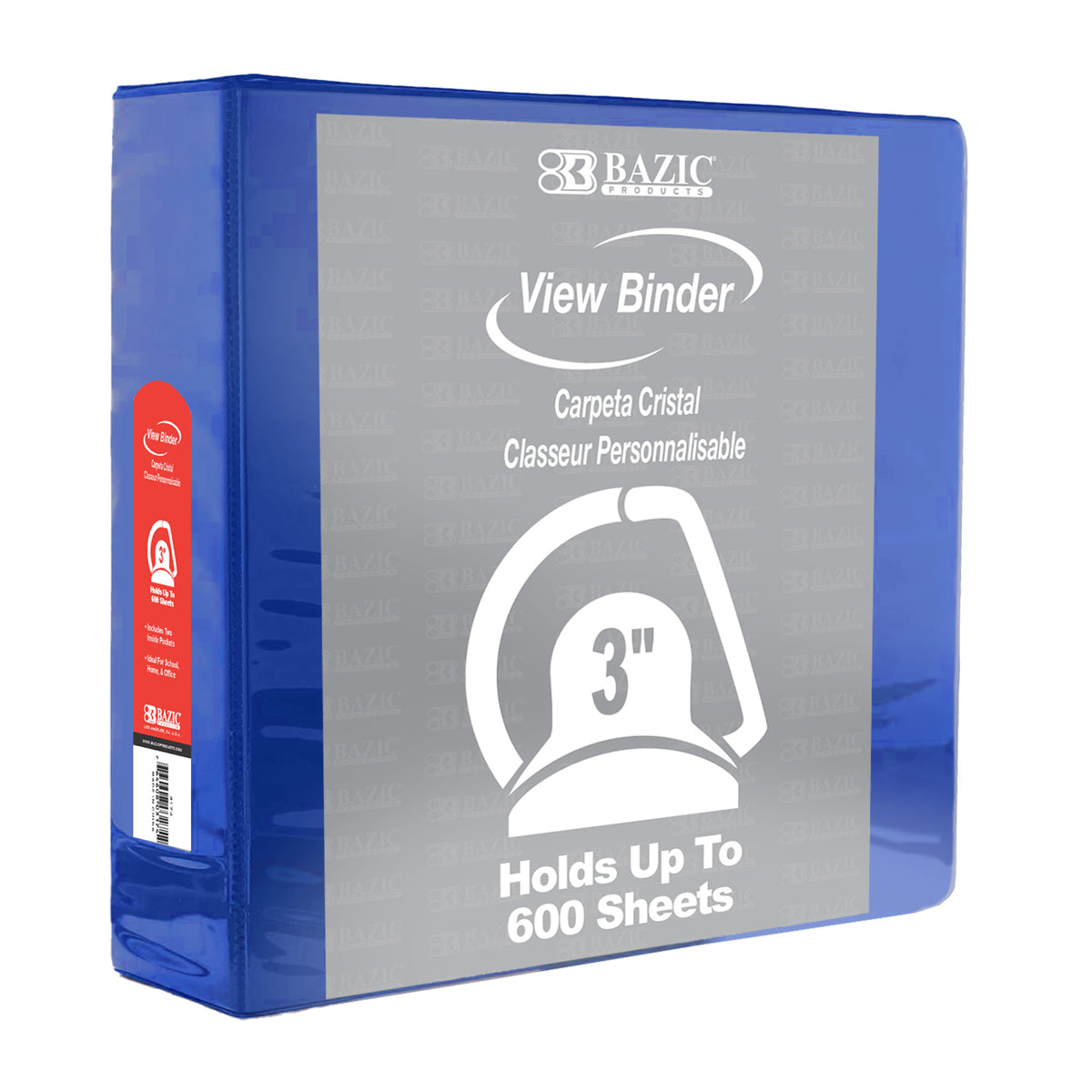 Blue Slant D-Ring View Binder w/ 2-Pockets