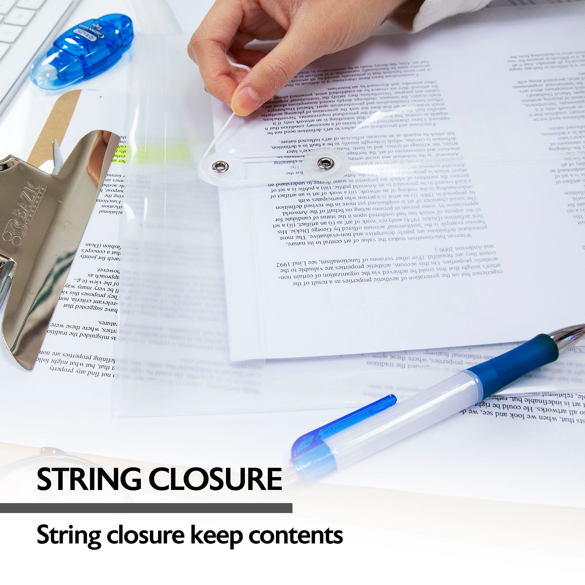 Clear Top/Side-Loading String Envelope, A4/Letter, 2-Pack