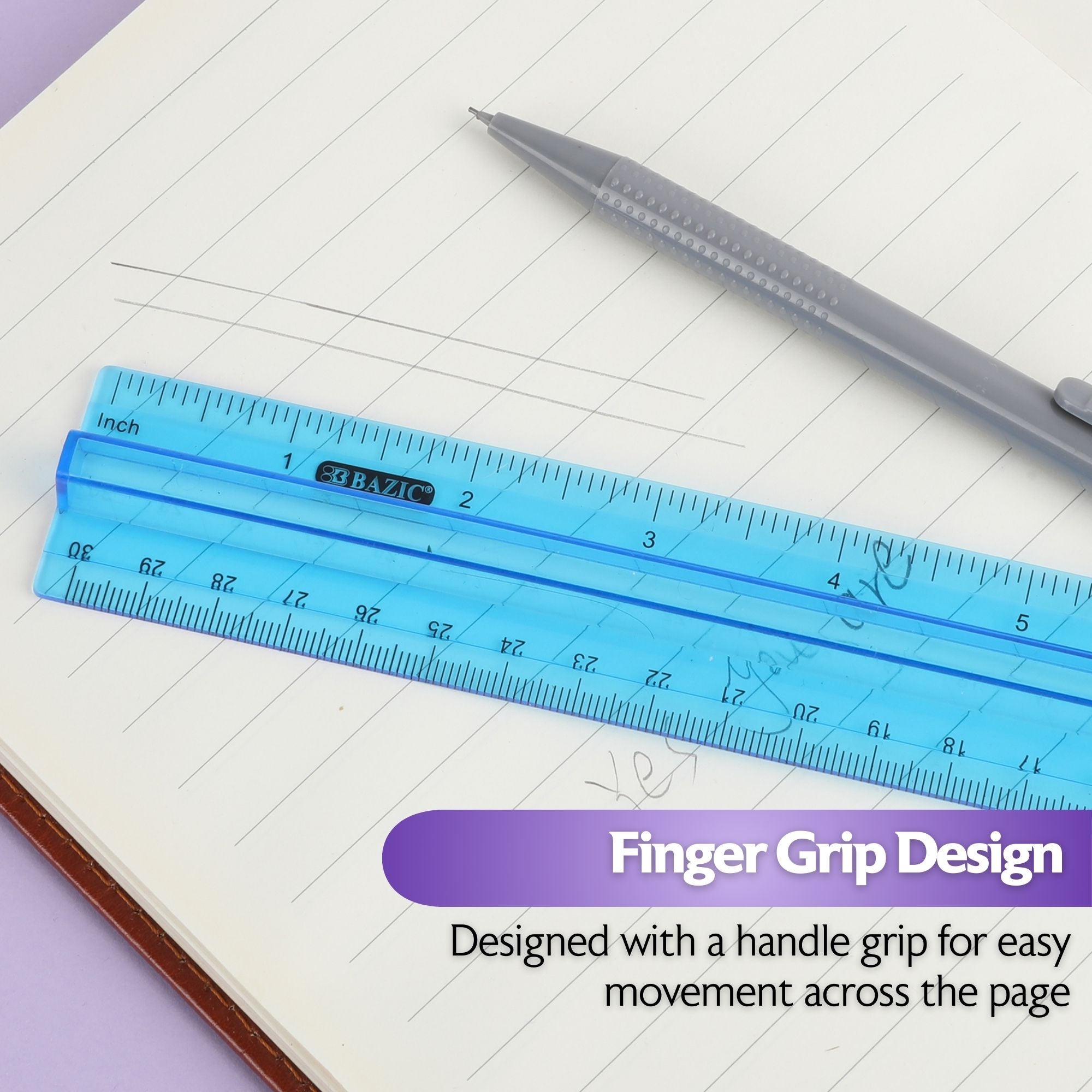 12" (30cm) Ruler w/ Handle Grip