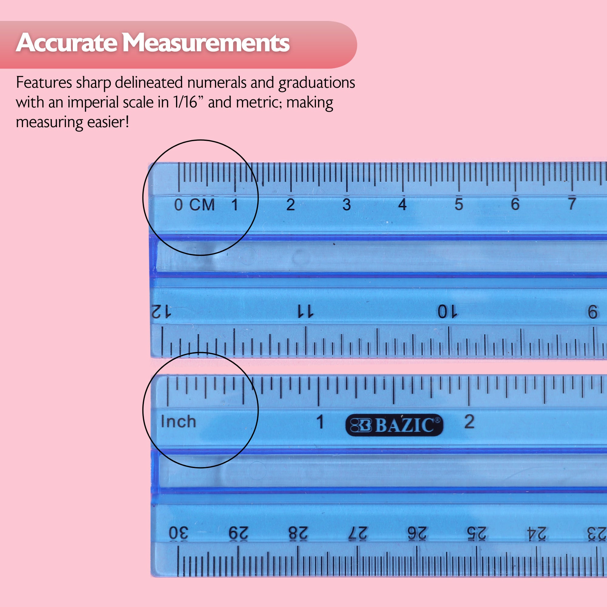 12" (30cm) Ruler w/ Handle Grip