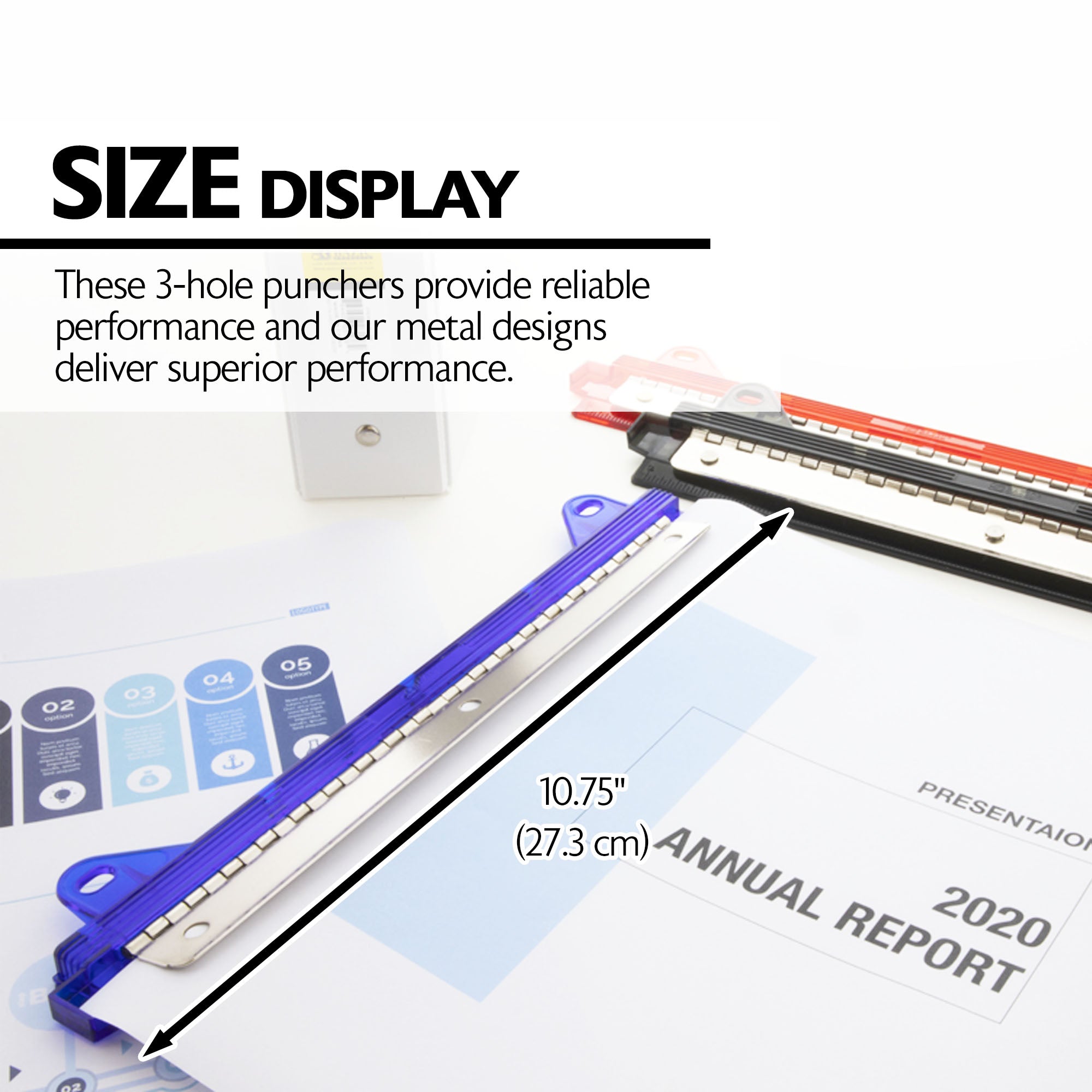 Portable 3-Hole Paper Punch, for Binders Office School