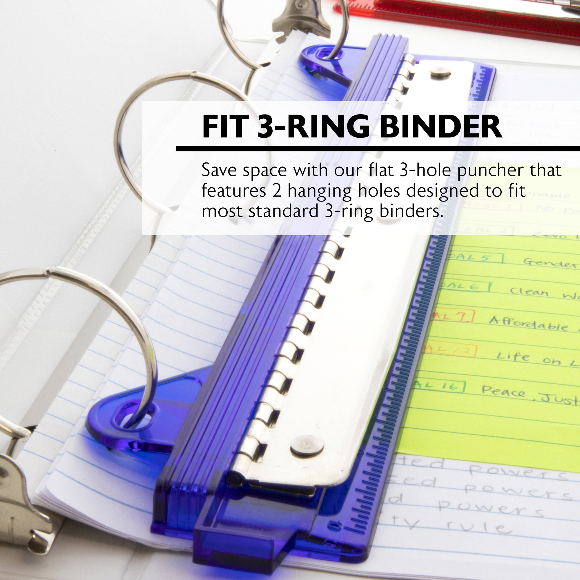 Portable 3-Hole Paper Punch, for Binders Office School