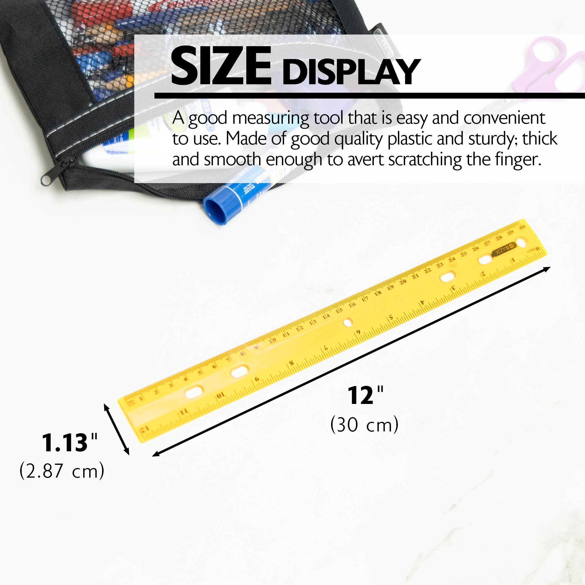 12 in Jeweltones Color Ruler, Inch & Metric