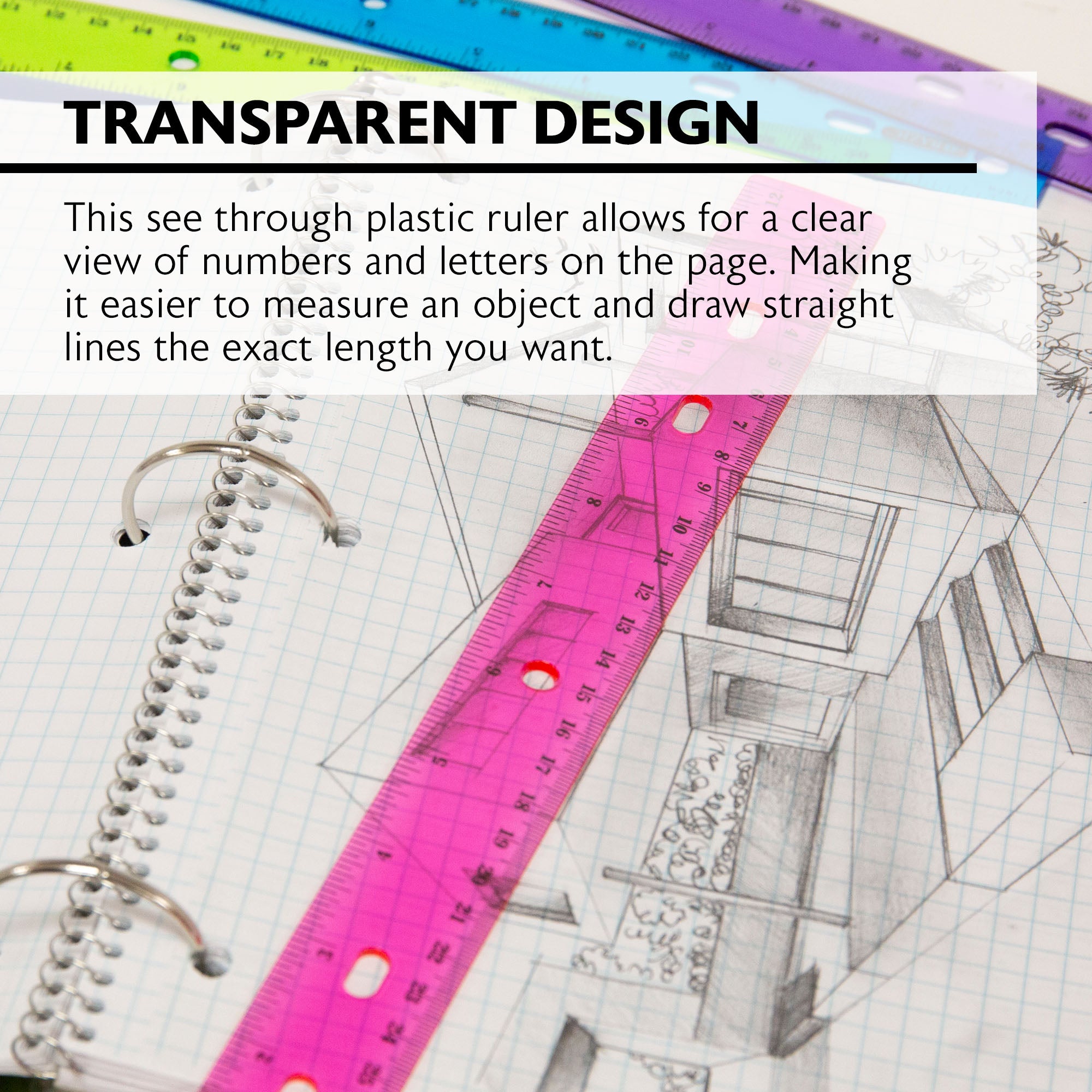 12 in Jeweltones Color Ruler, Inch & Metric