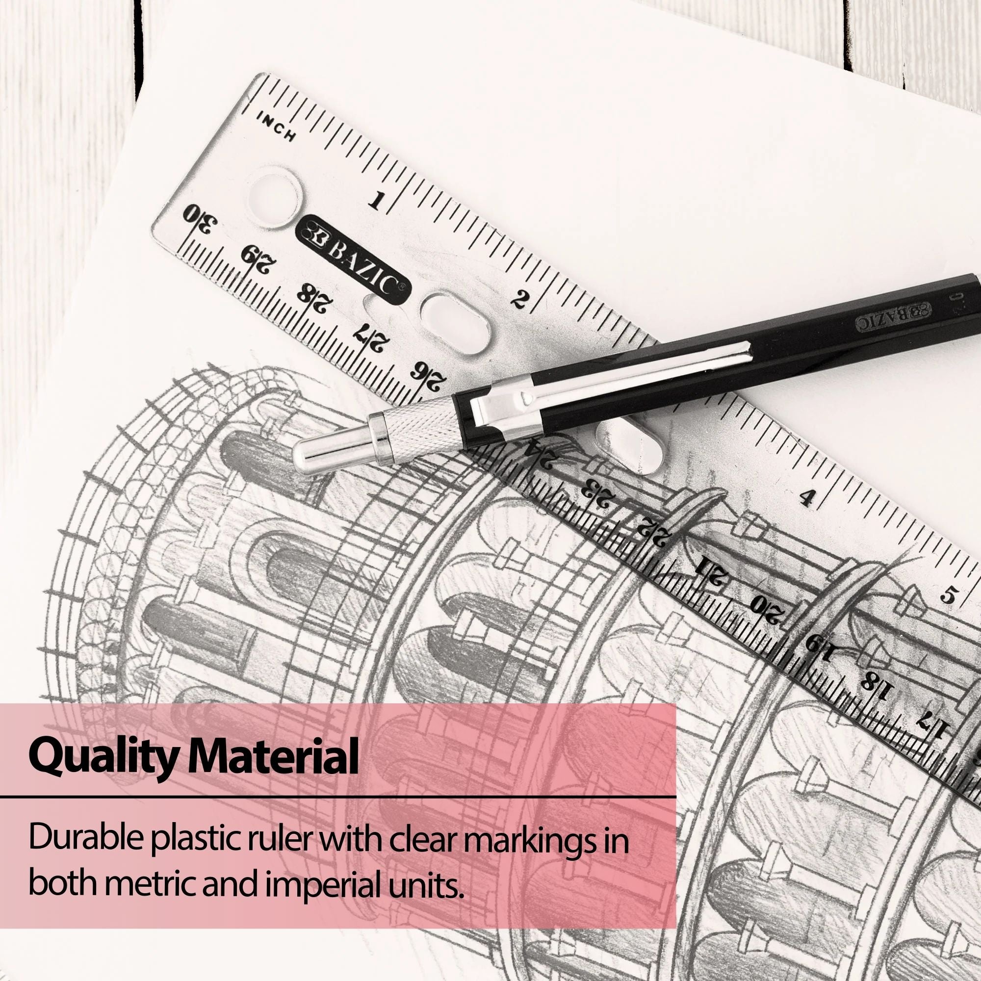 12" (30cm) Clear Ruler