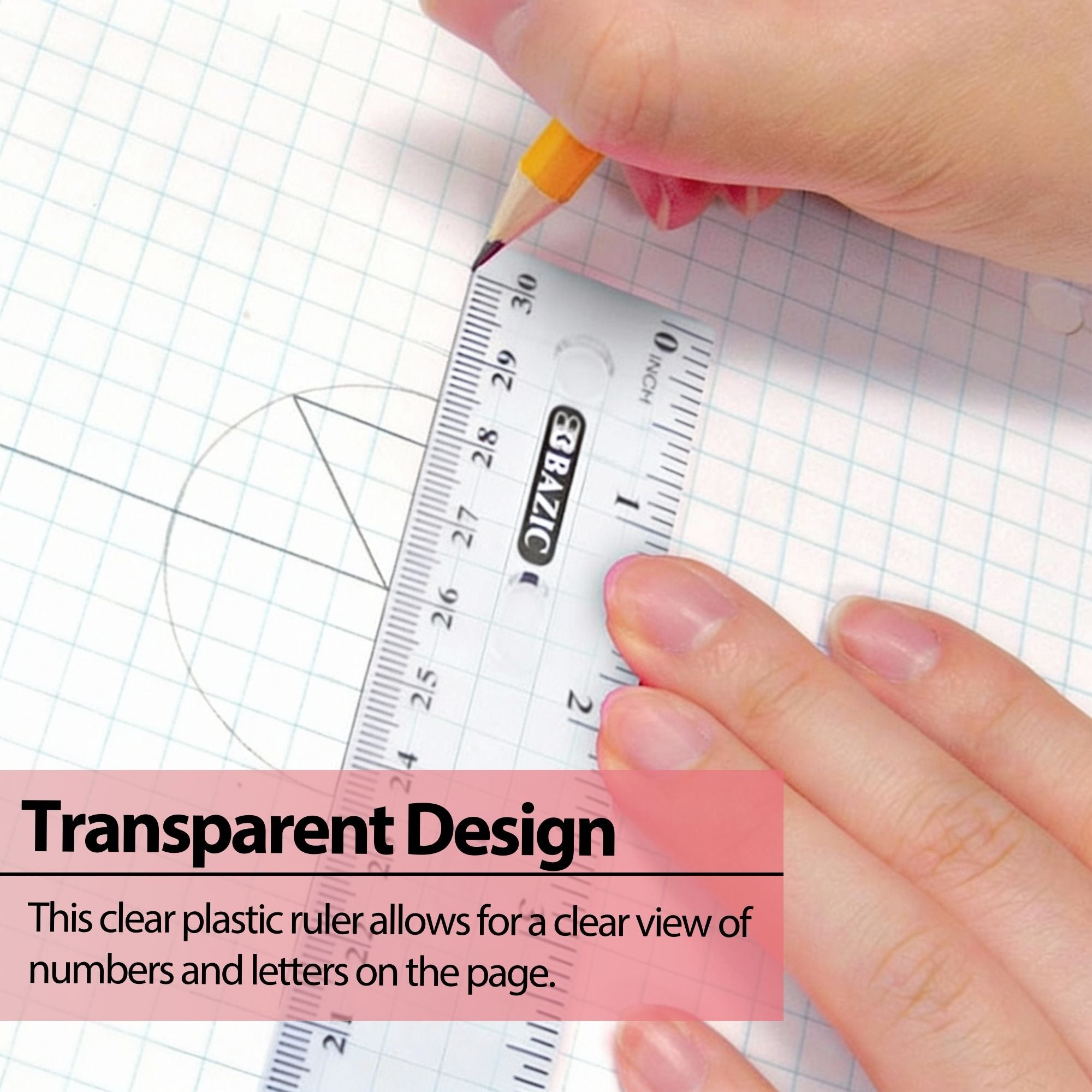 12" (30cm) Clear Ruler