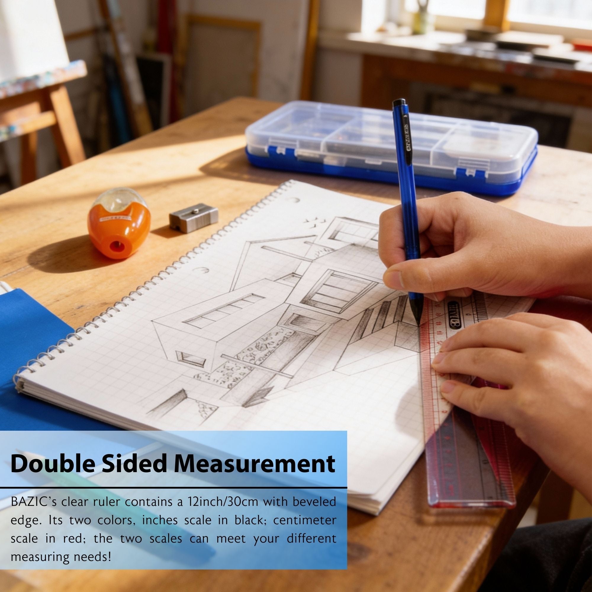 Claro 12" (30cm) Transparent Plastic Ruler