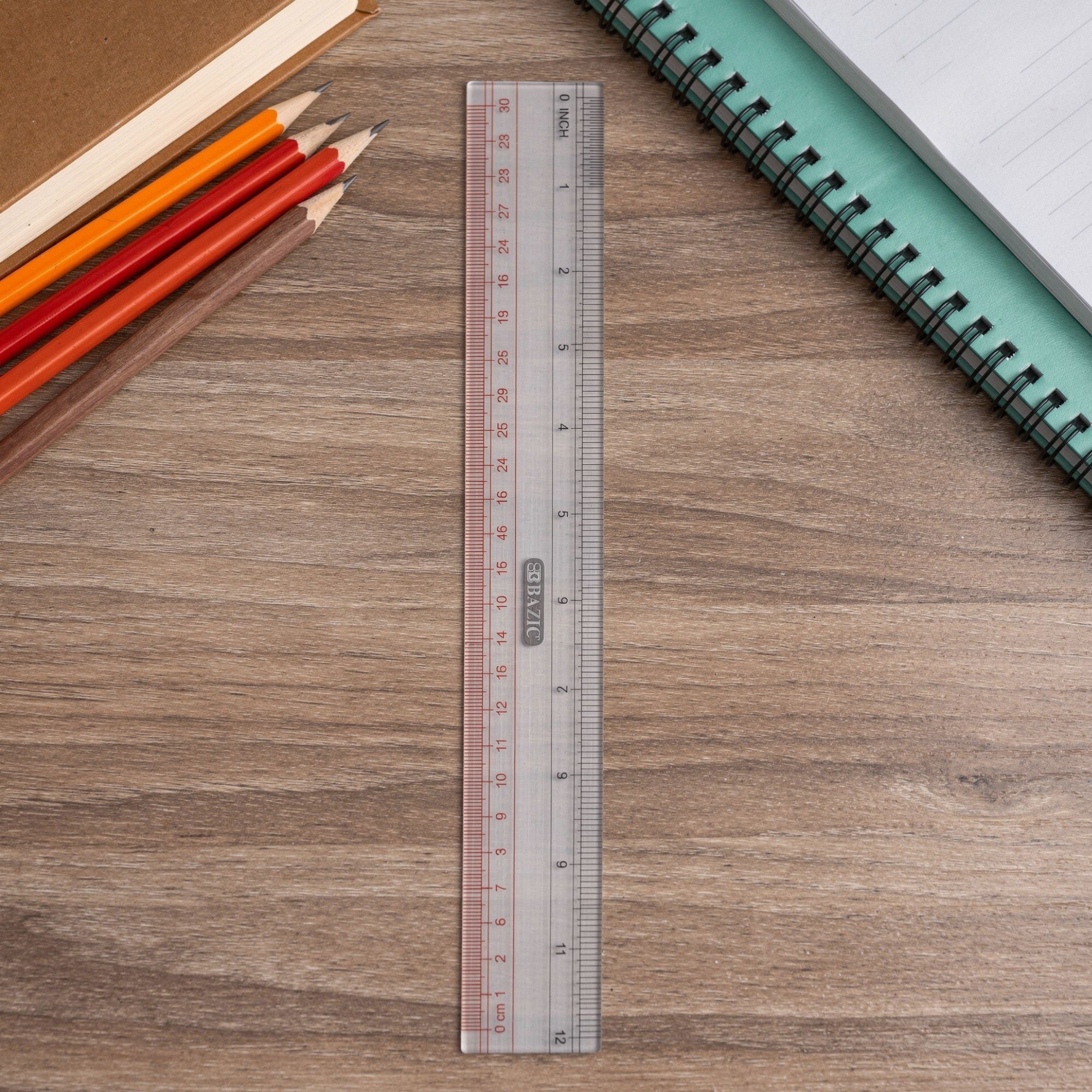 Claro 12 in Clear Plastic Ruler, Inch & Metric
