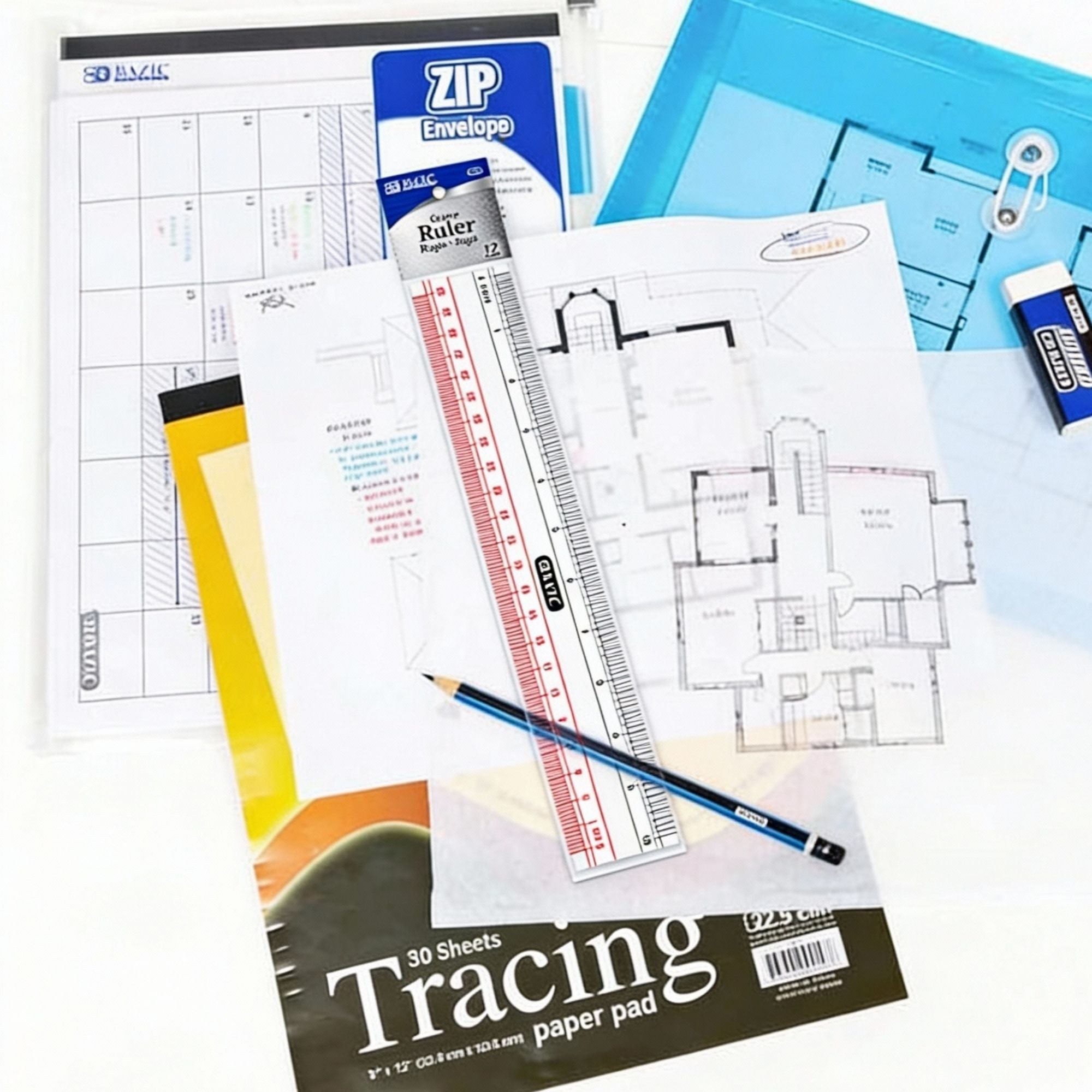 Claro 12" (30cm) Transparent Plastic Ruler
