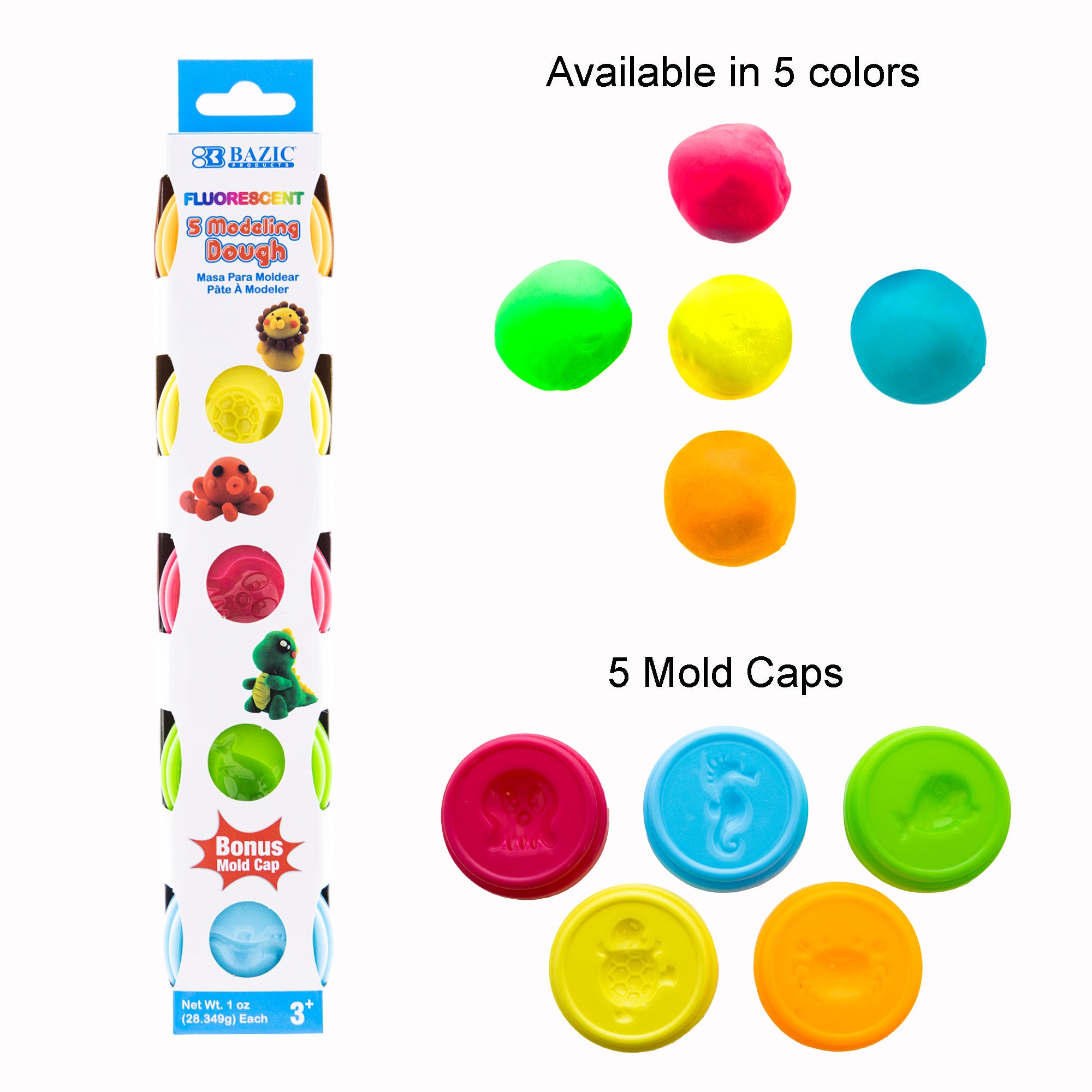 1 oz Fluorescent Color Modeling Dough (5/Pack)