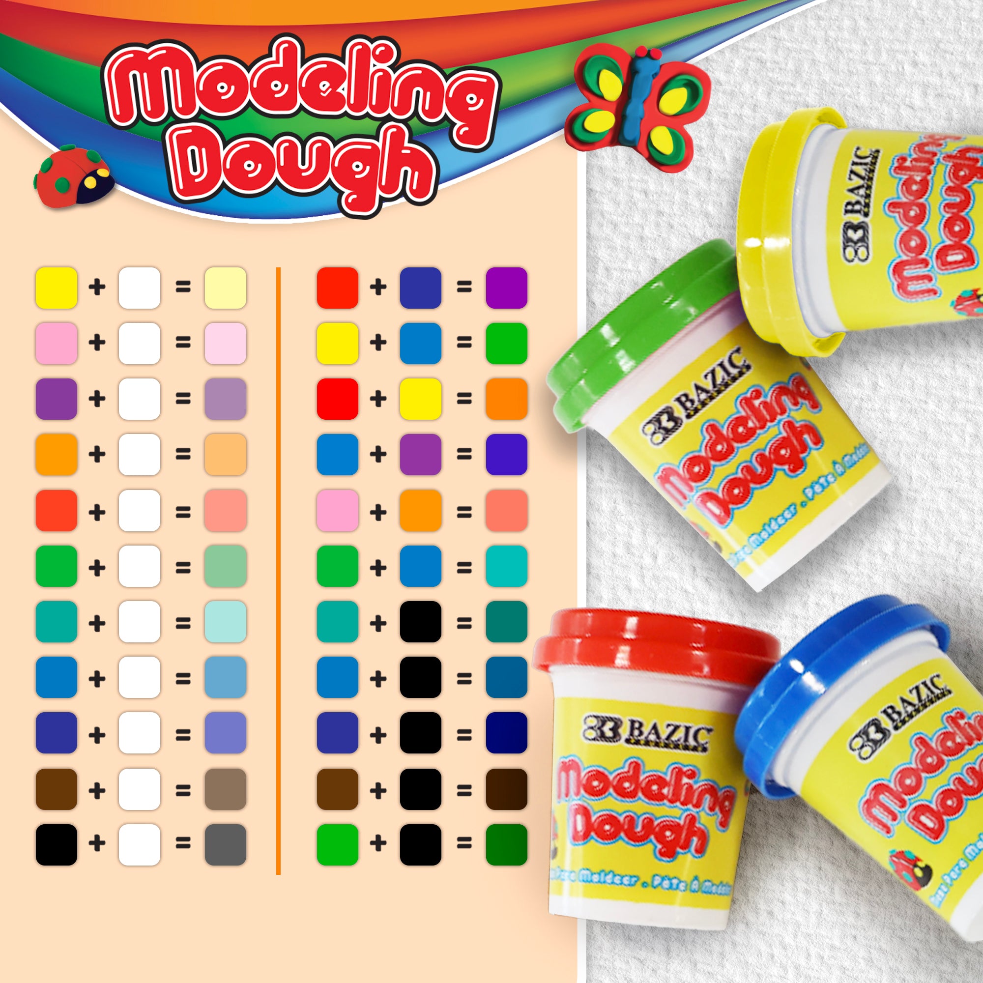 2 Oz. Multi Color Modeling Dough (4/Pack)