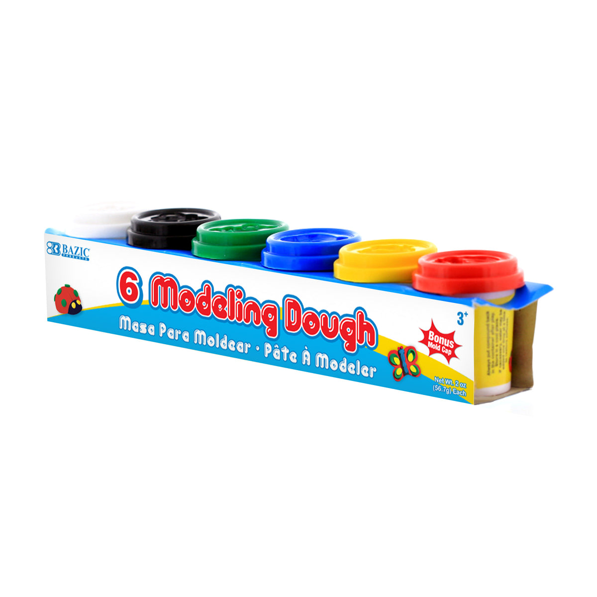 BAZIC Multi Color Modeling Dough, 2 oz, 6-pack