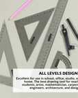 Geometry Ruler Combination Sets 4-Piece w/ Compass