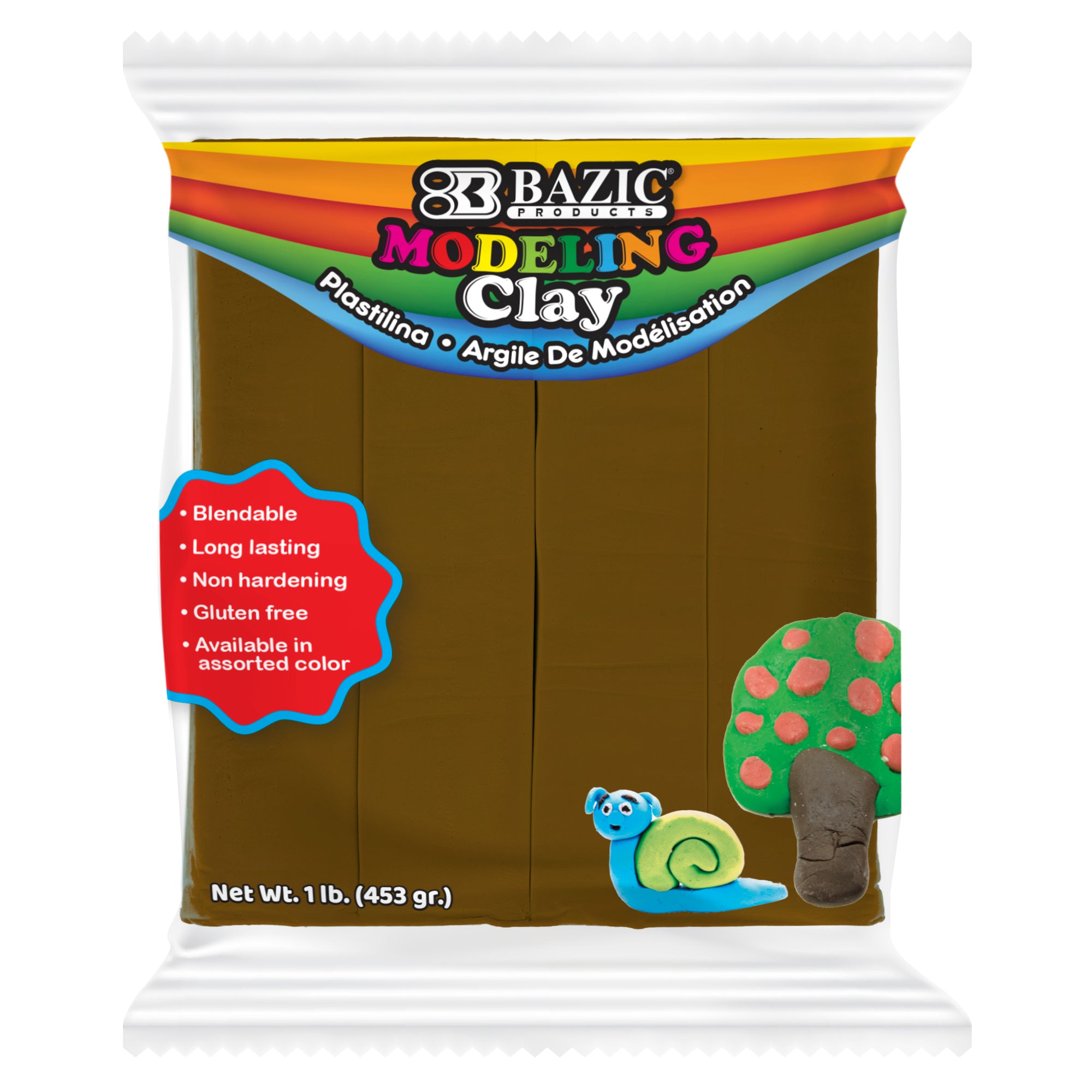 Brown Modeling Clay, 1 lb, Non-Hardening