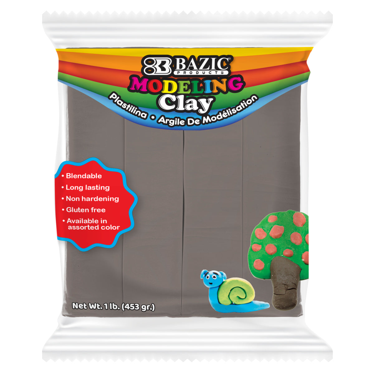 BAZIC Gray Modeling Clay, 1 lb