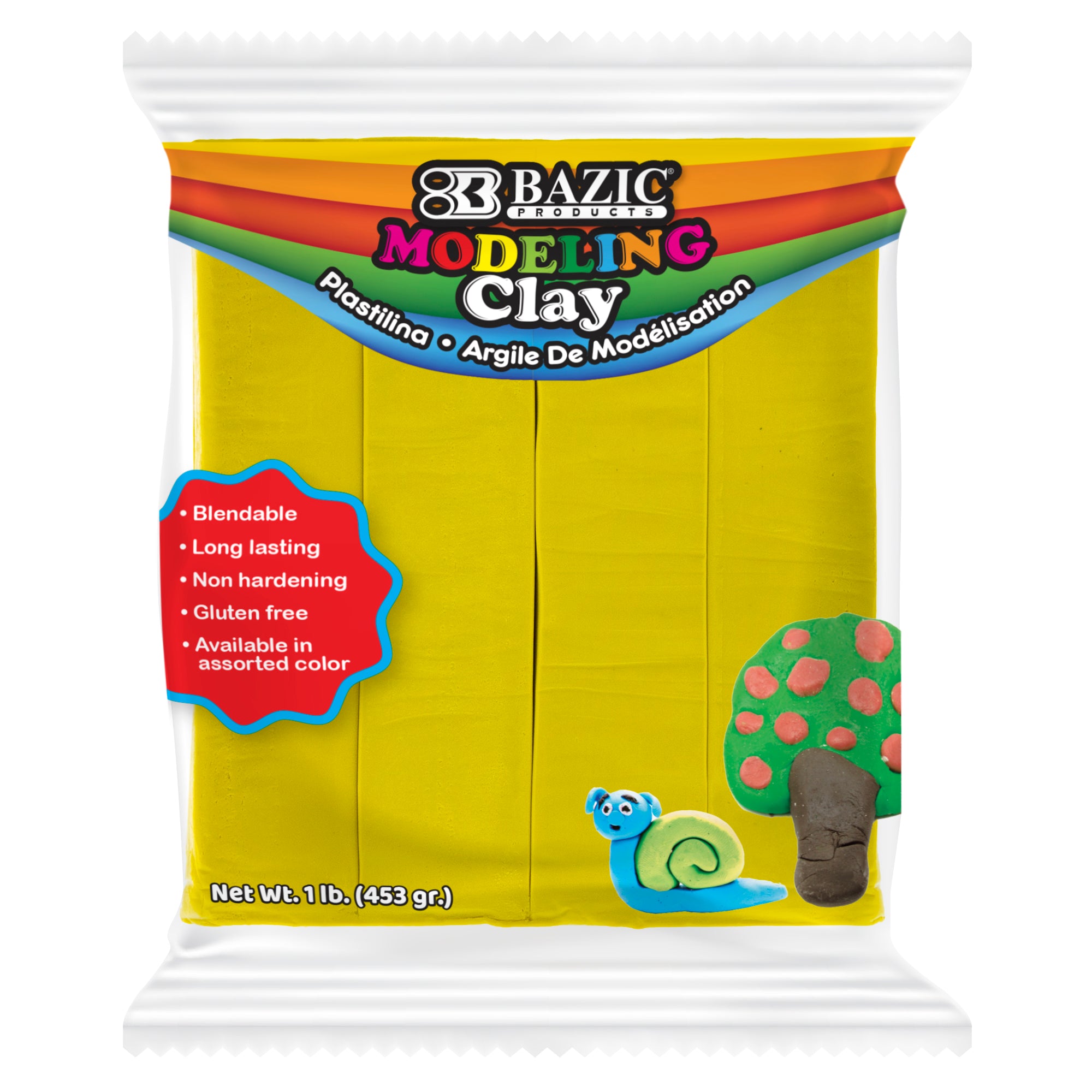 Yellow Modeling Clay, 1 lb, Non-Hardening