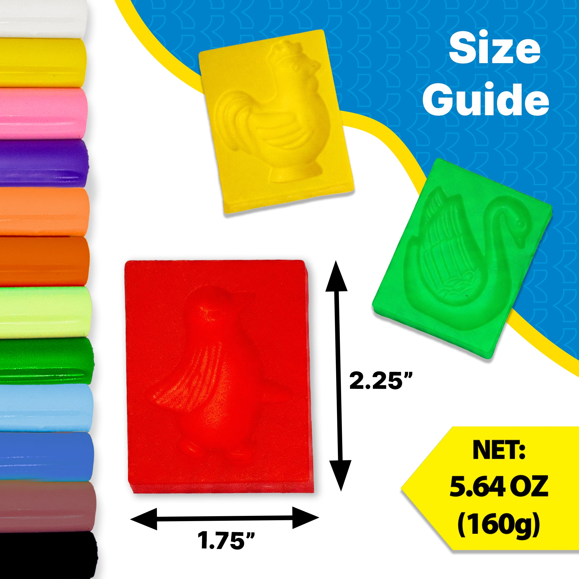 Assorted Color Modeling Clay Sticks, 12 Count with 3 Molds