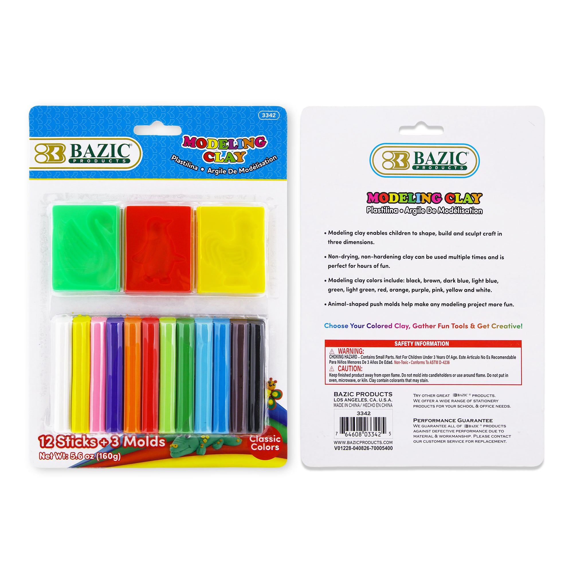 Assorted Color Modeling Clay Sticks, 12 Count with 3 Molds