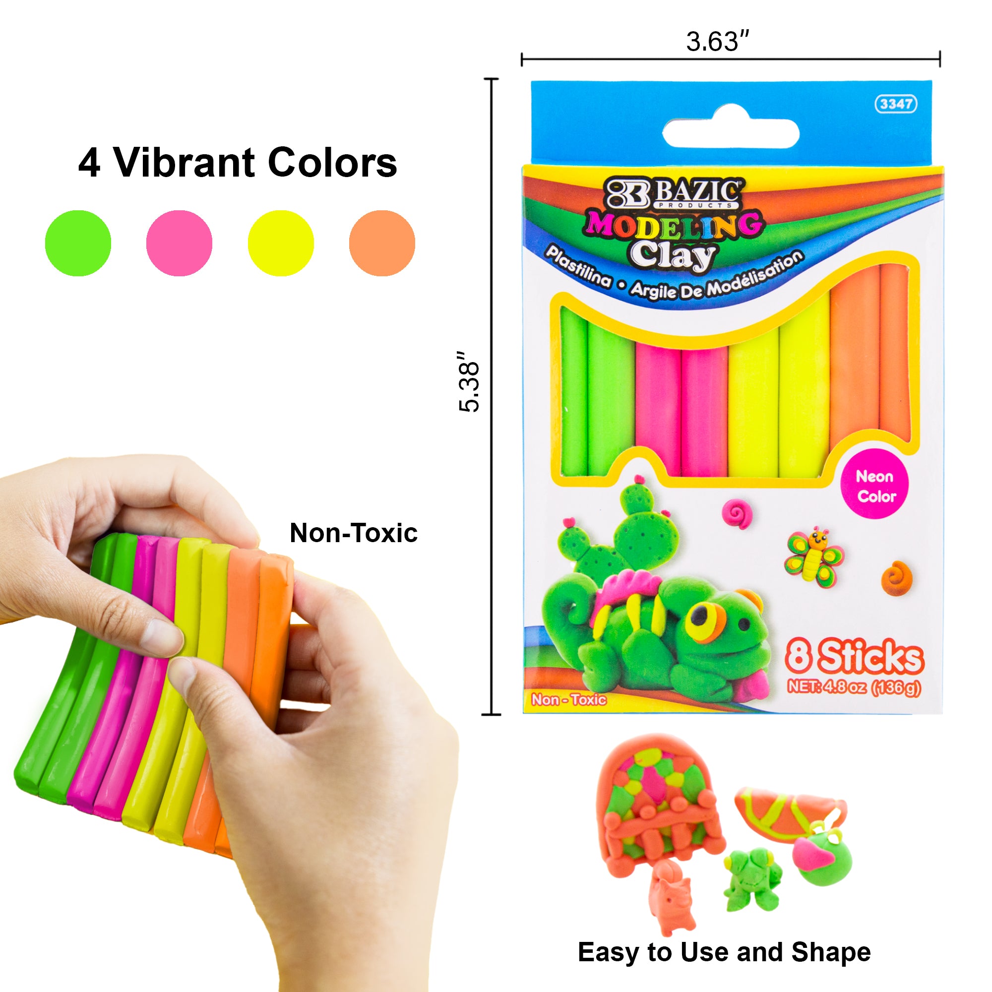 Fluorescent Color Modeling Clay Sticks, 4 Count