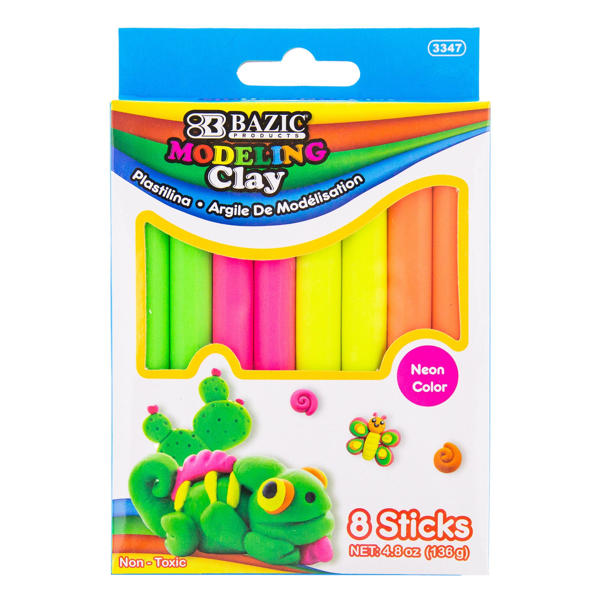 BAZIC 4.8 oz (136g) 4 Fluorescent Color Modeling Clay Sticks