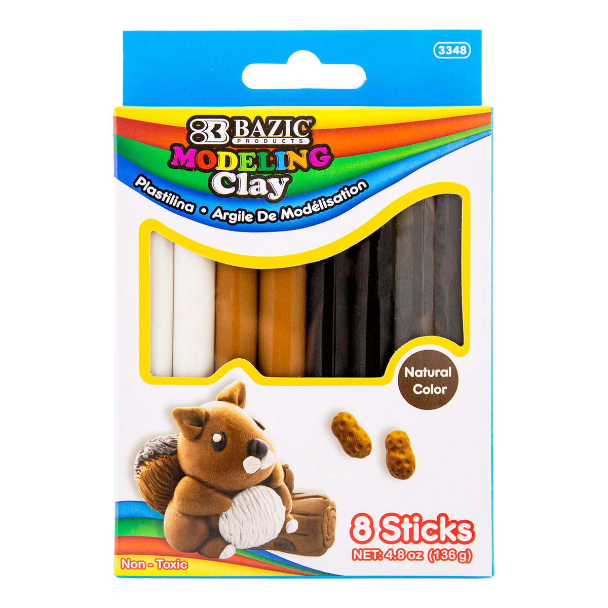 BAZIC Natural Color Modeling Clay Sticks, 4 Colors, 4.8 oz